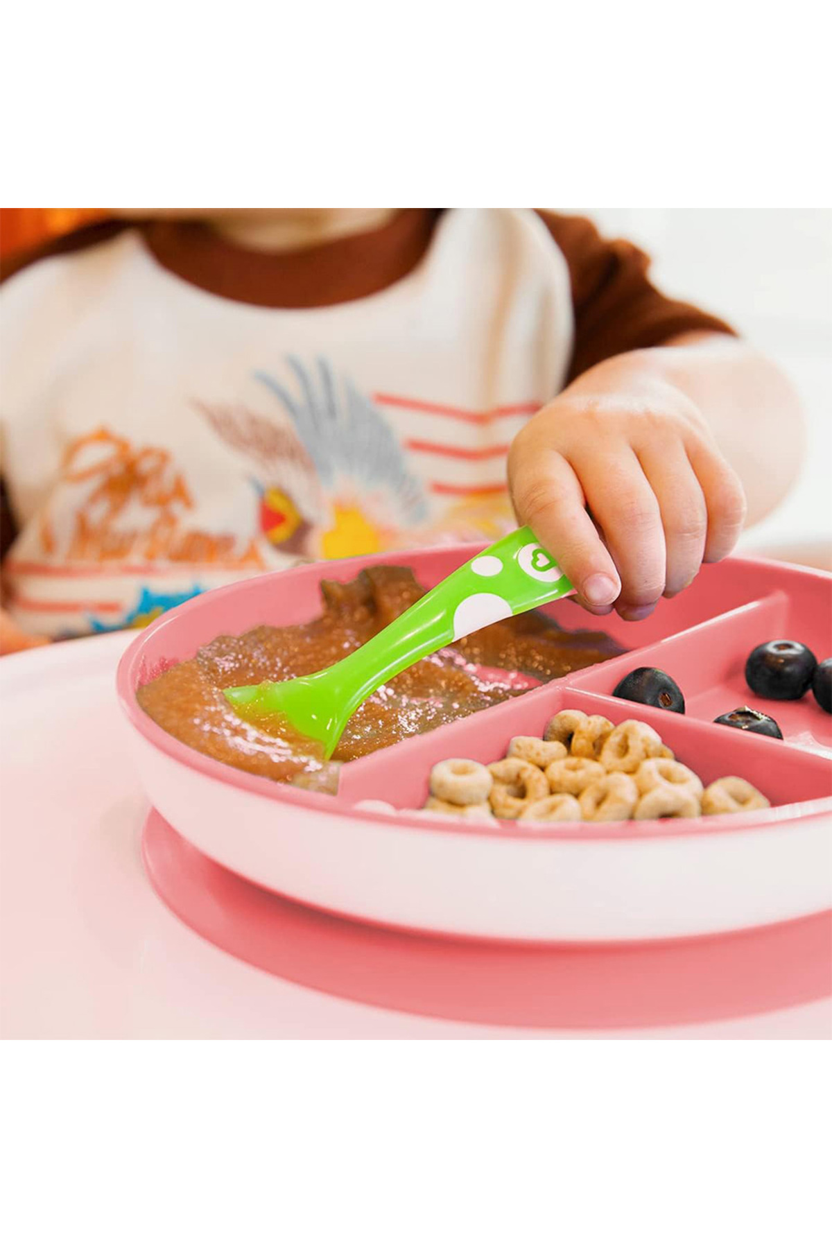 Munchkin Sabit Vakumlu Beslenme Tabağı &tıklama Uçlu Pipetli Alıştırma Bardağı 6ay Pembe&yeşil 2'li Paket fotoğrafı 5 (önizleme)