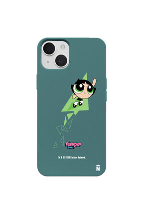Casen iPhone 15 Powerpuff Girls Buttercup Özel Tasarım Haki Renkli Silikon Te...
