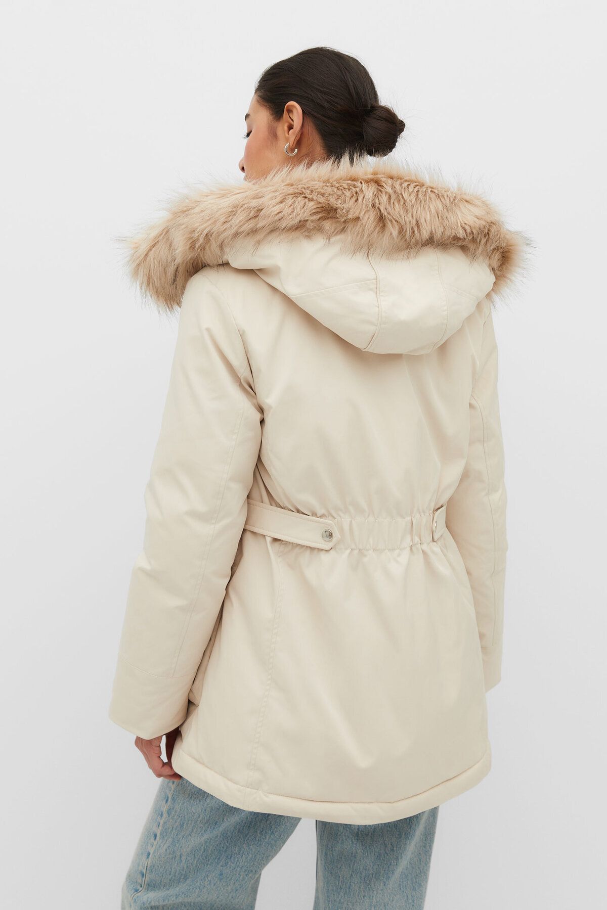 Stradivarius parka jacket 2025 with fur hood