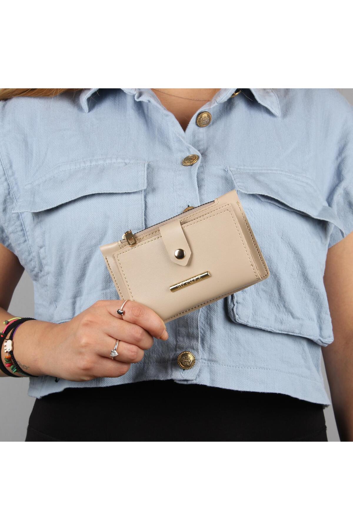 Women's Leather Wallet and Card Holder 1626 Beige