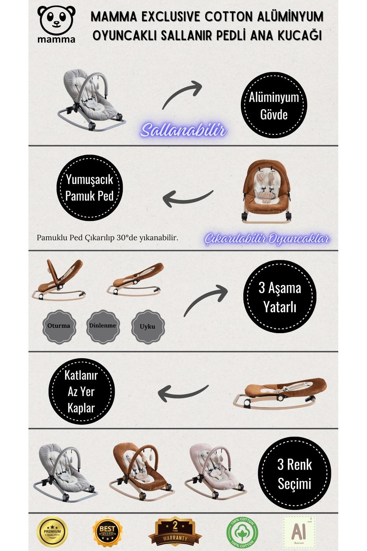 Mamma Exclusive Cotton Alüminyum Oyuncaklı Sallanır Pedli Ana Kucağı fotoğrafı 2 (önizleme)