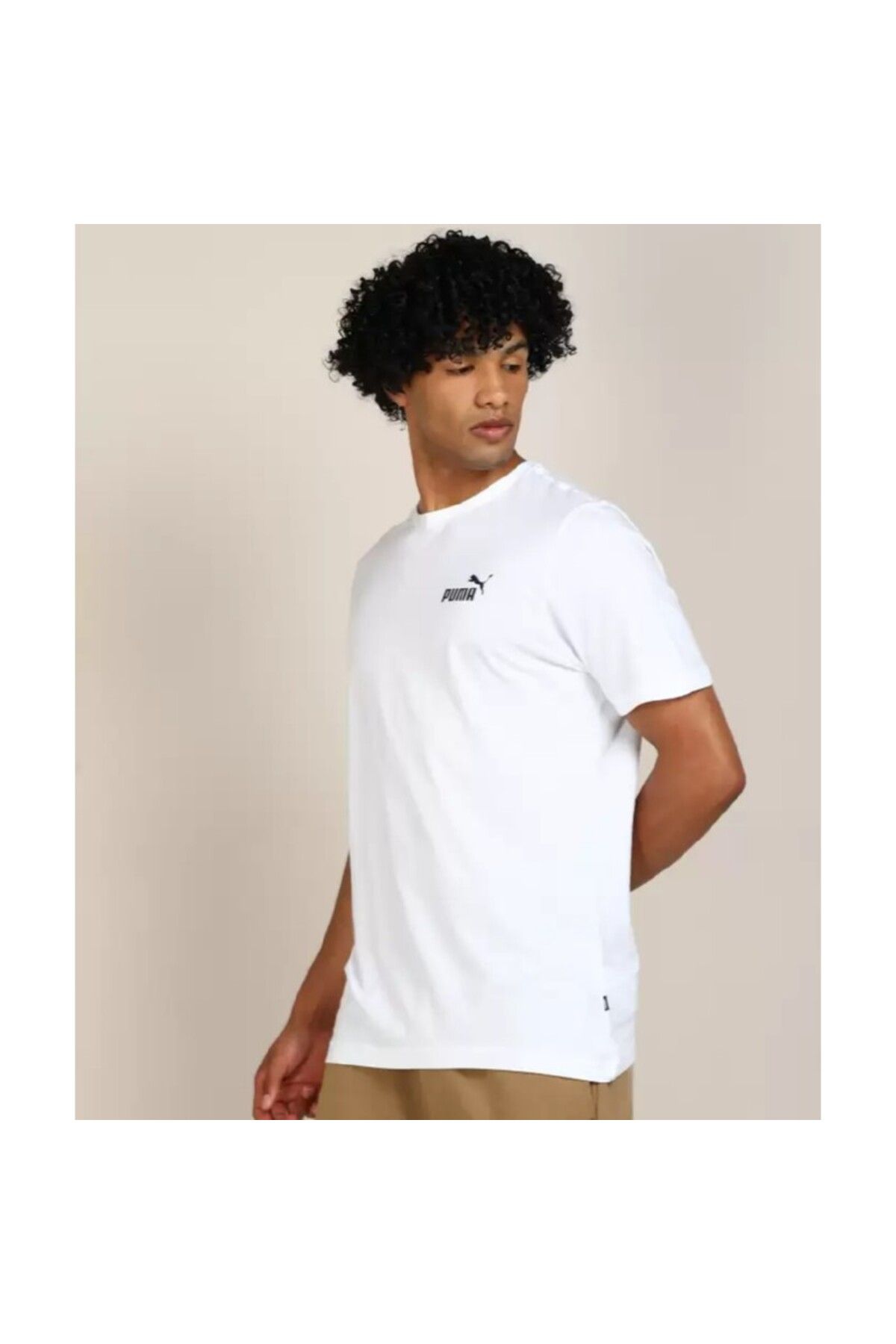 mit Essentials Herren-T-Shirt Weiß in Logo Small - Trendyol Rundhalsausschnitt Puma