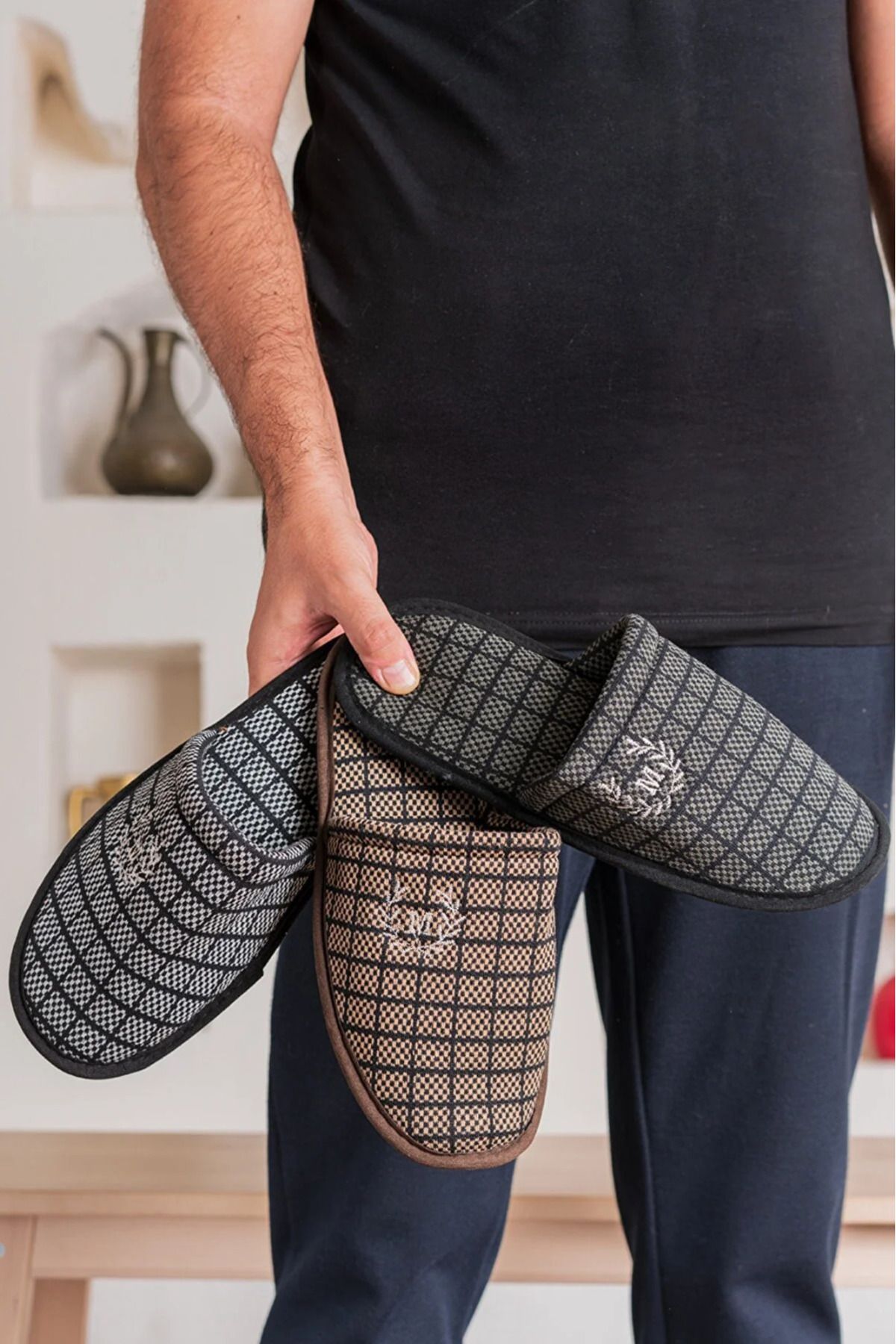 BERCHILL 3 Piece Winter House Slippers Guest Slippers Dowry Bundle