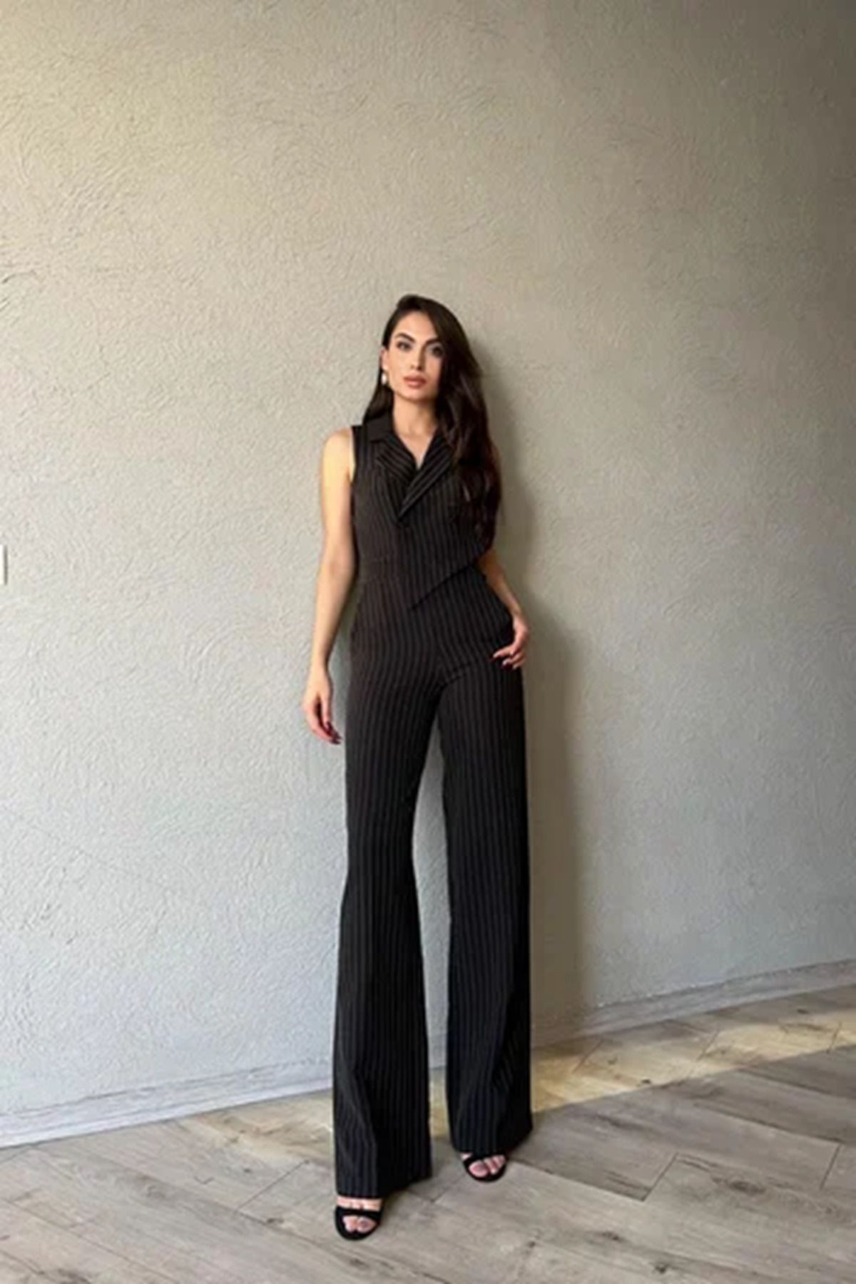 Black striped jumpsuit 2025