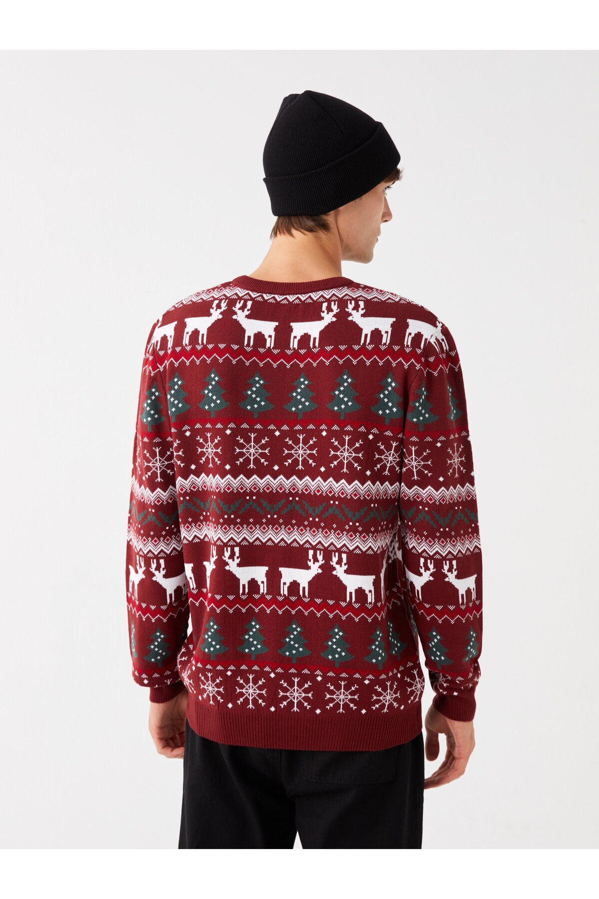 LC Waikiki-Crew Neck Long Sleeve New Year Themed Men's Knitwear Sweater 5