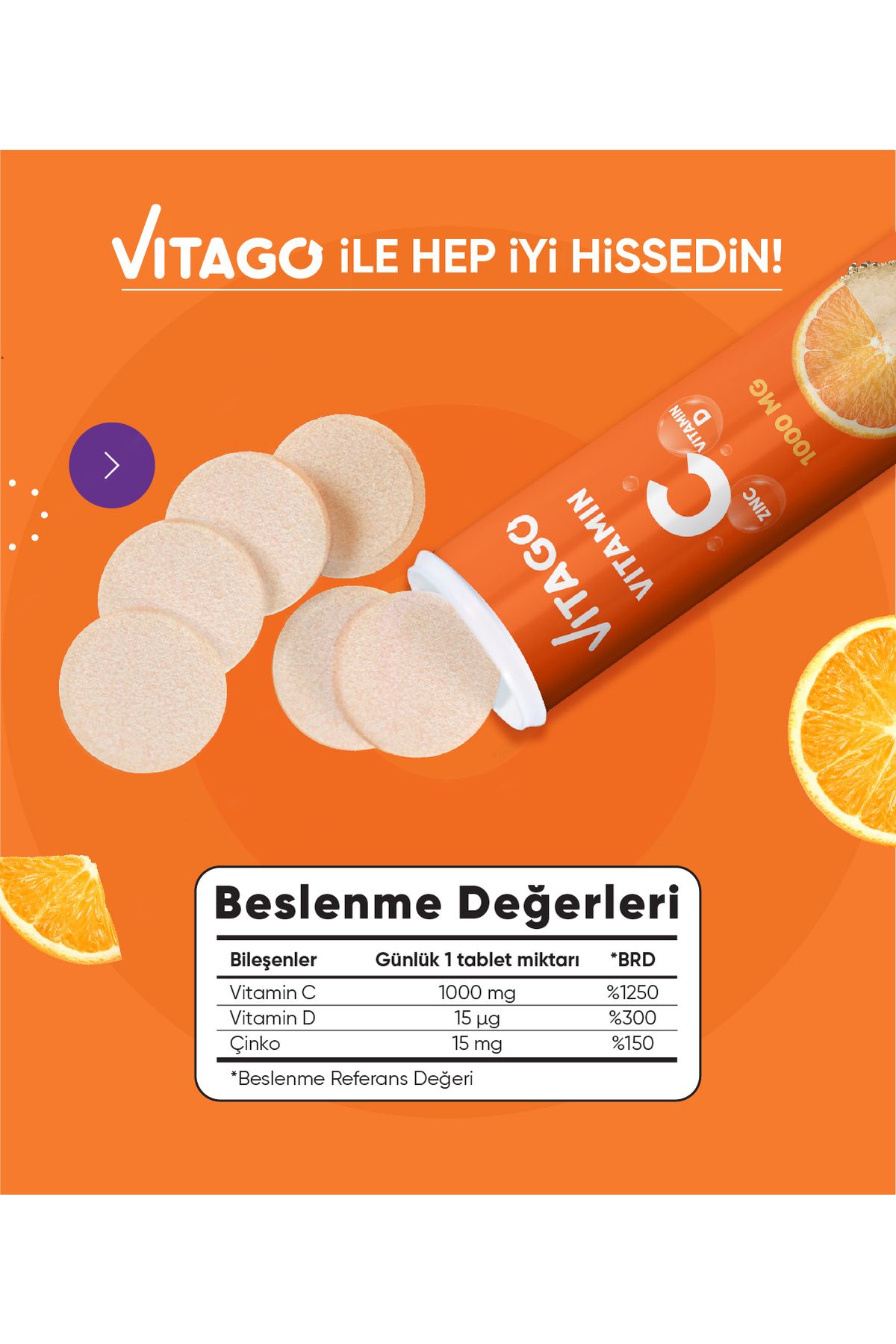 Vitago تبلت 20 عددی ویتامین C ویتامین D روی زینک