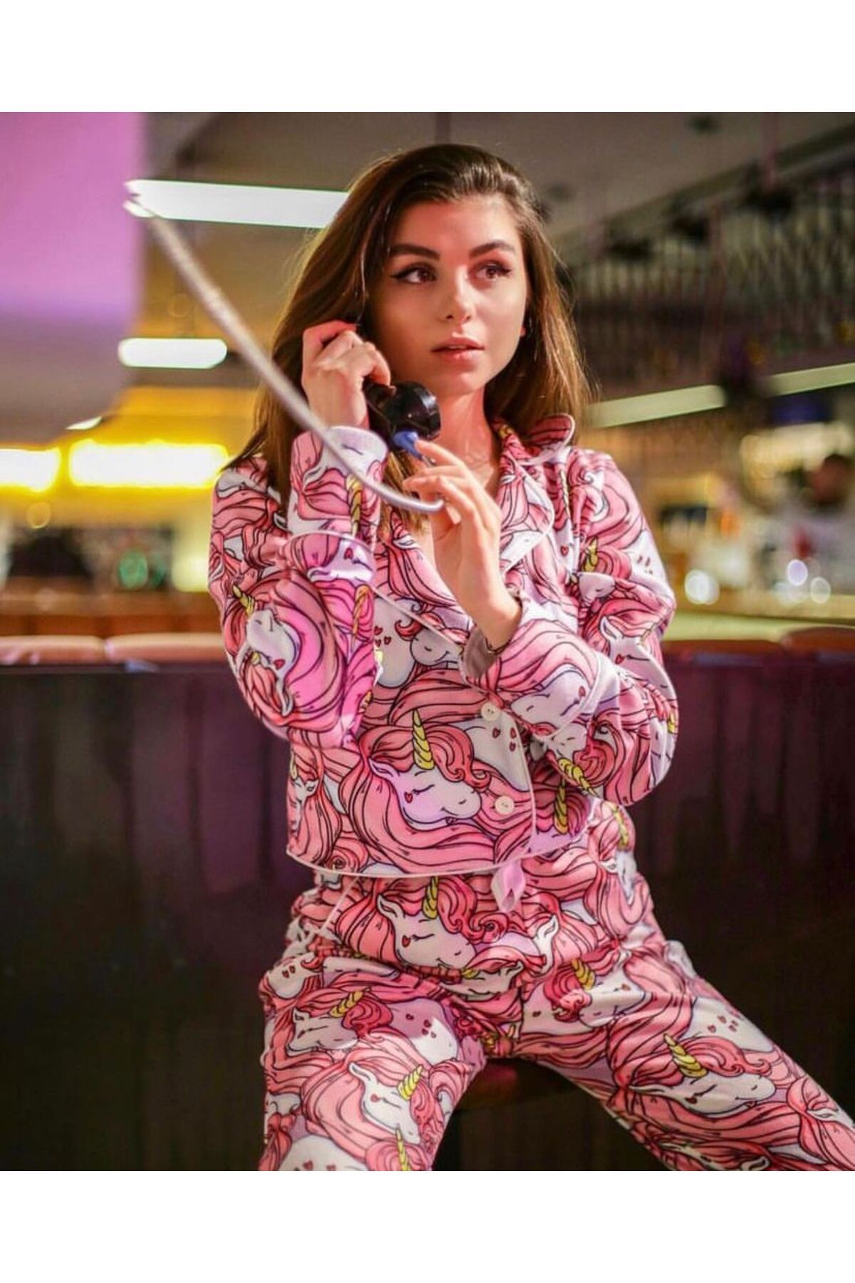 the DIFFerent-Unicorn printed buttoned pajama set 2