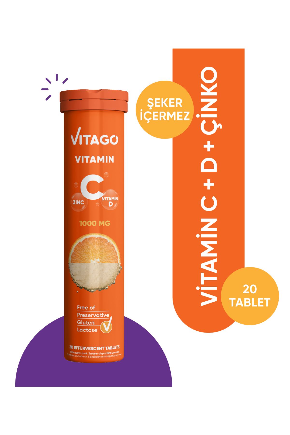 Vitago تبلت 20 عددی ویتامین C ویتامین D روی زینک