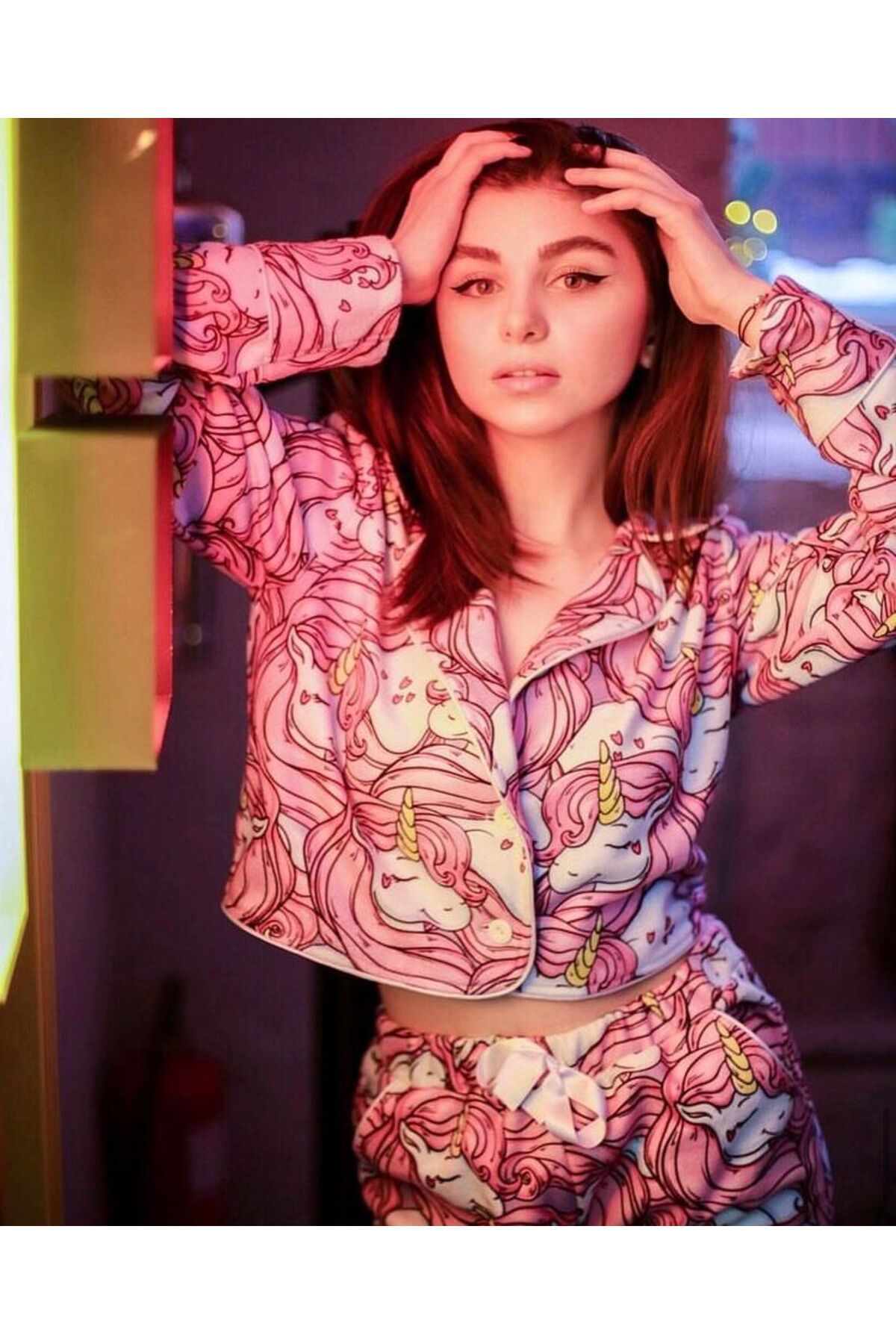 the DIFFerent-Unicorn printed buttoned pajama set 3
