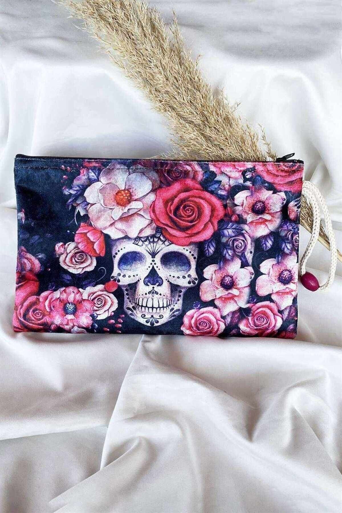 Stone Design Bracelet Clutch Red Patterned