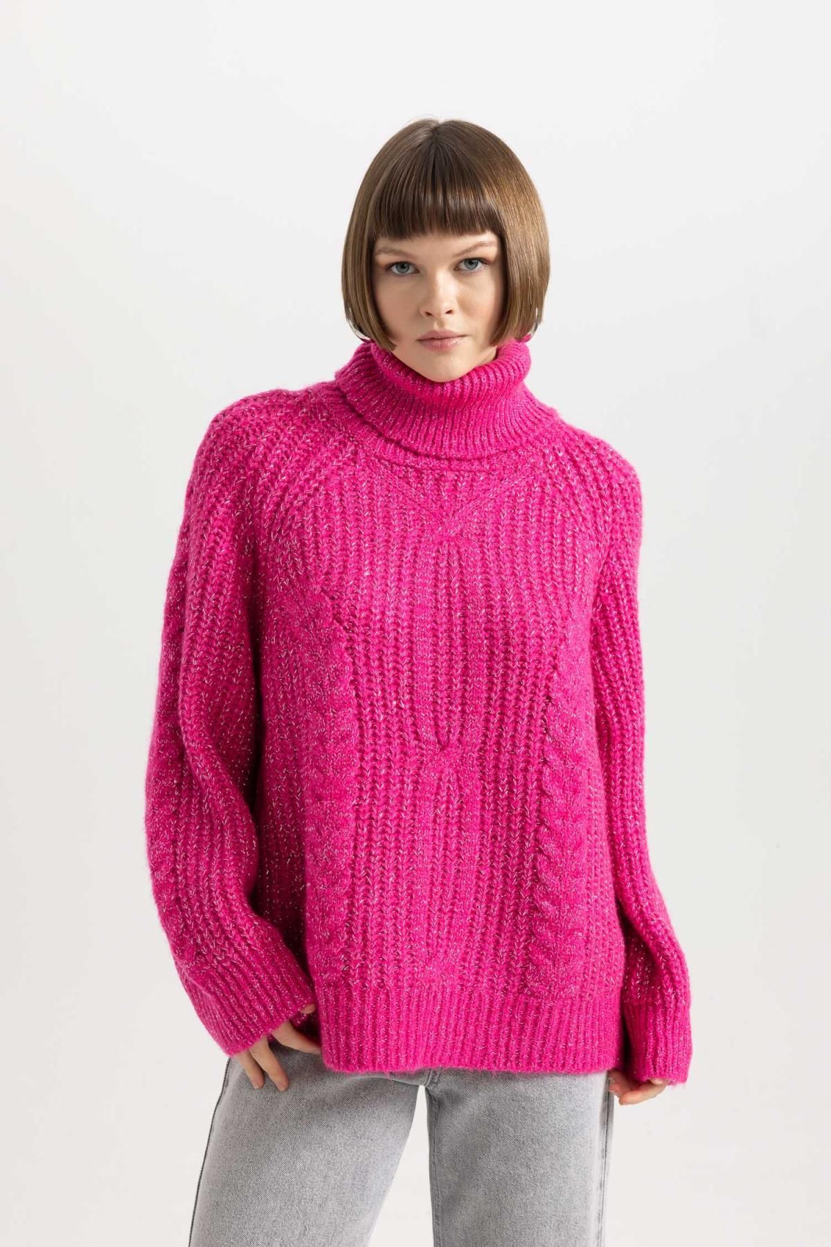 DeFacto-Oversize Fit rolák lesklý látkový svetr B7609ax23wn 3