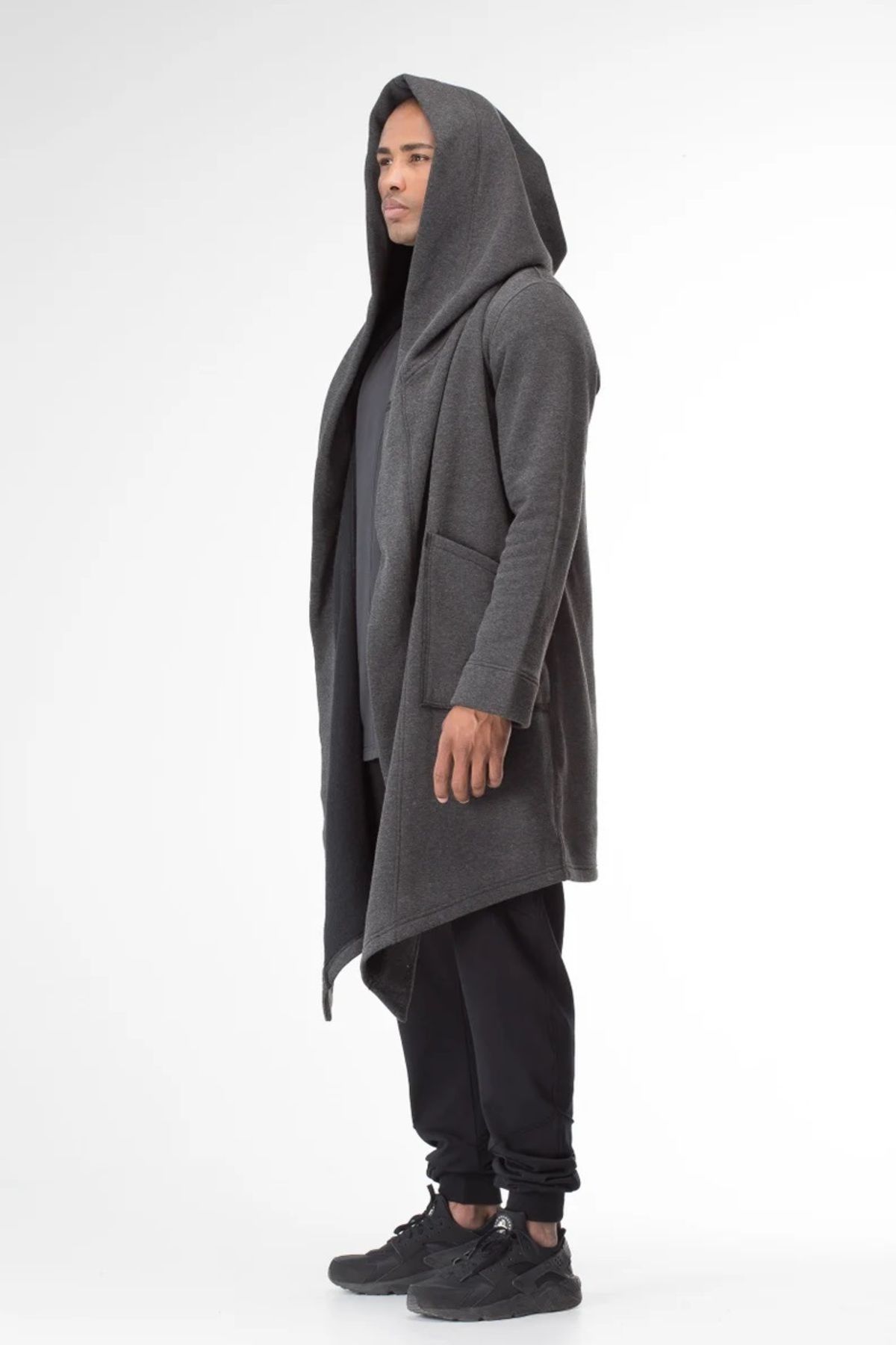 Ofelya-Men's Oversized Black Cloak Jacket - Hooded, Long Cardigan, Gothic 5