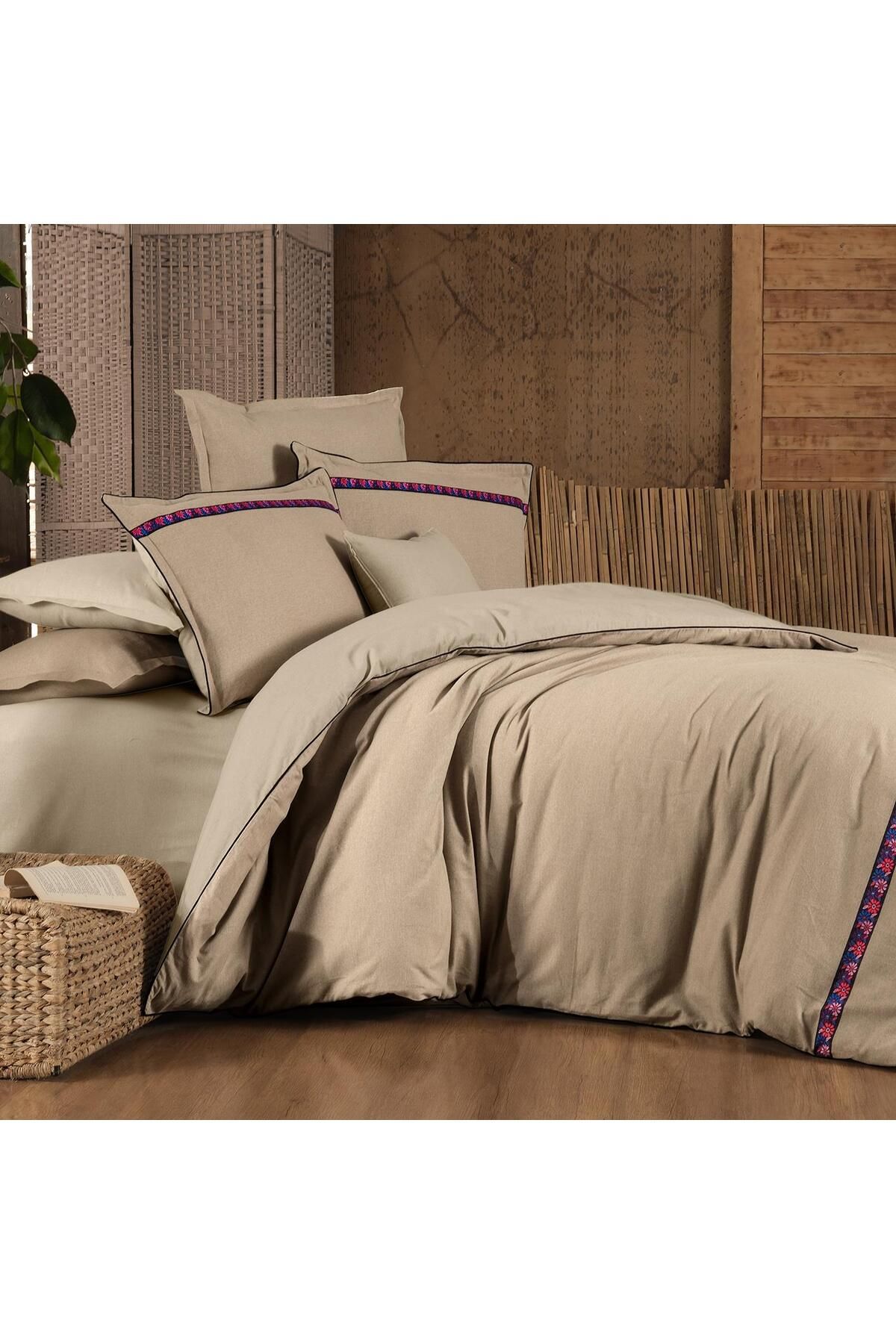 کاور لحاف دو نفره نود سرویس روتختی Enrike رنگ بژ Double Parent 100 ٪ پنبه Flanel Monda Duvet Cover Sarev