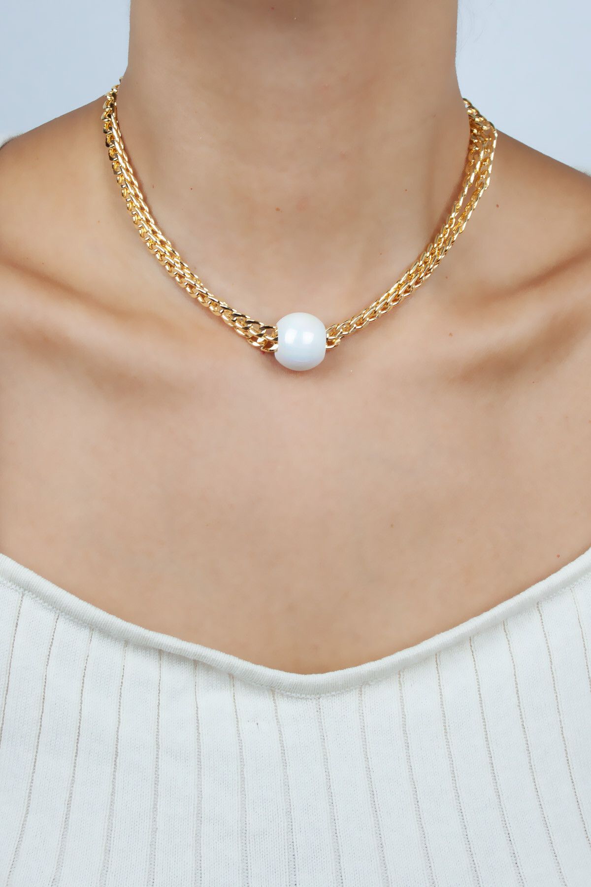 Mother of shop pearl gold necklace