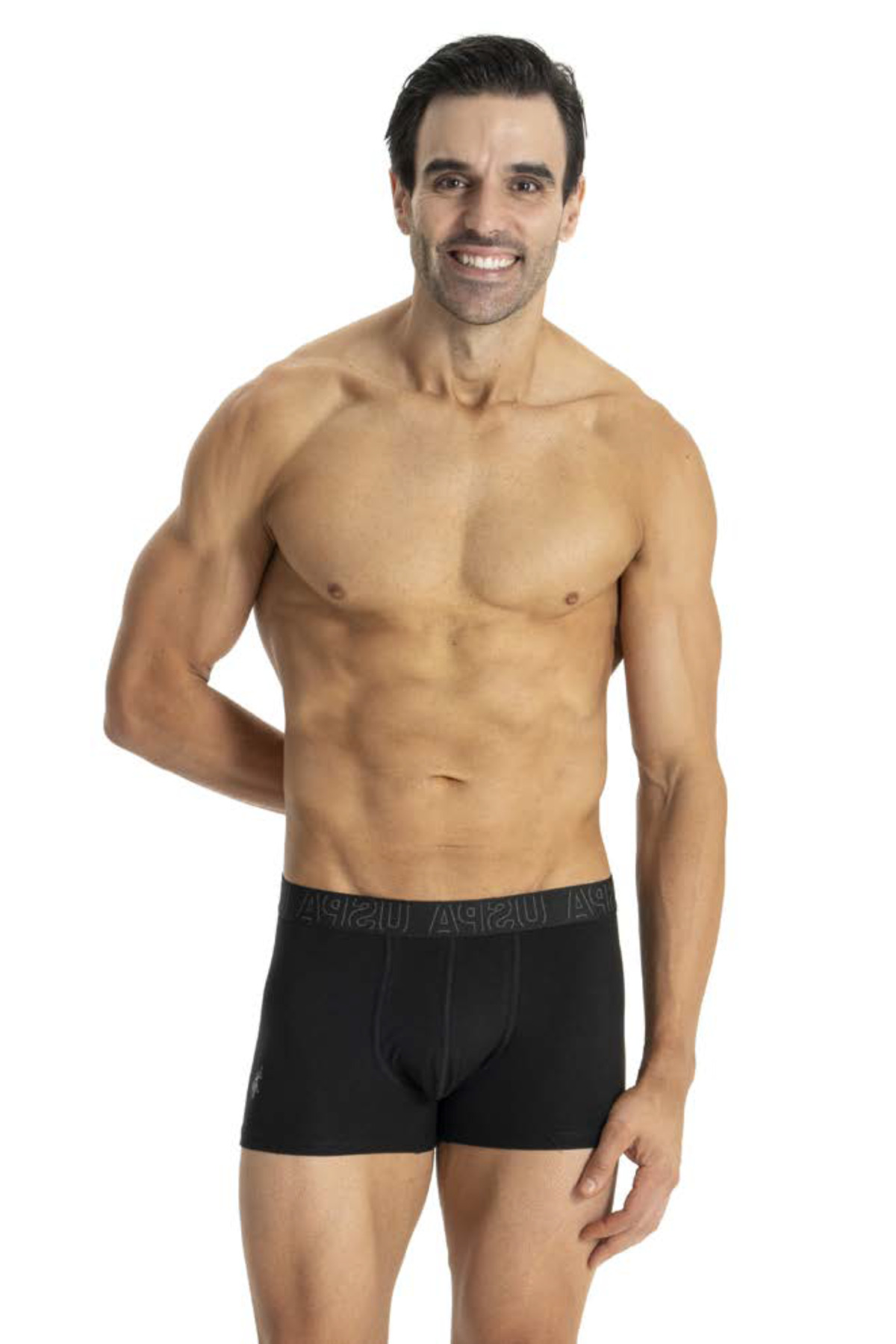 یو اس پولو شورت باکسر مردانه دارای مجوز USPA، مشکی-آبی-زرشکی، بسته ۳ عددی