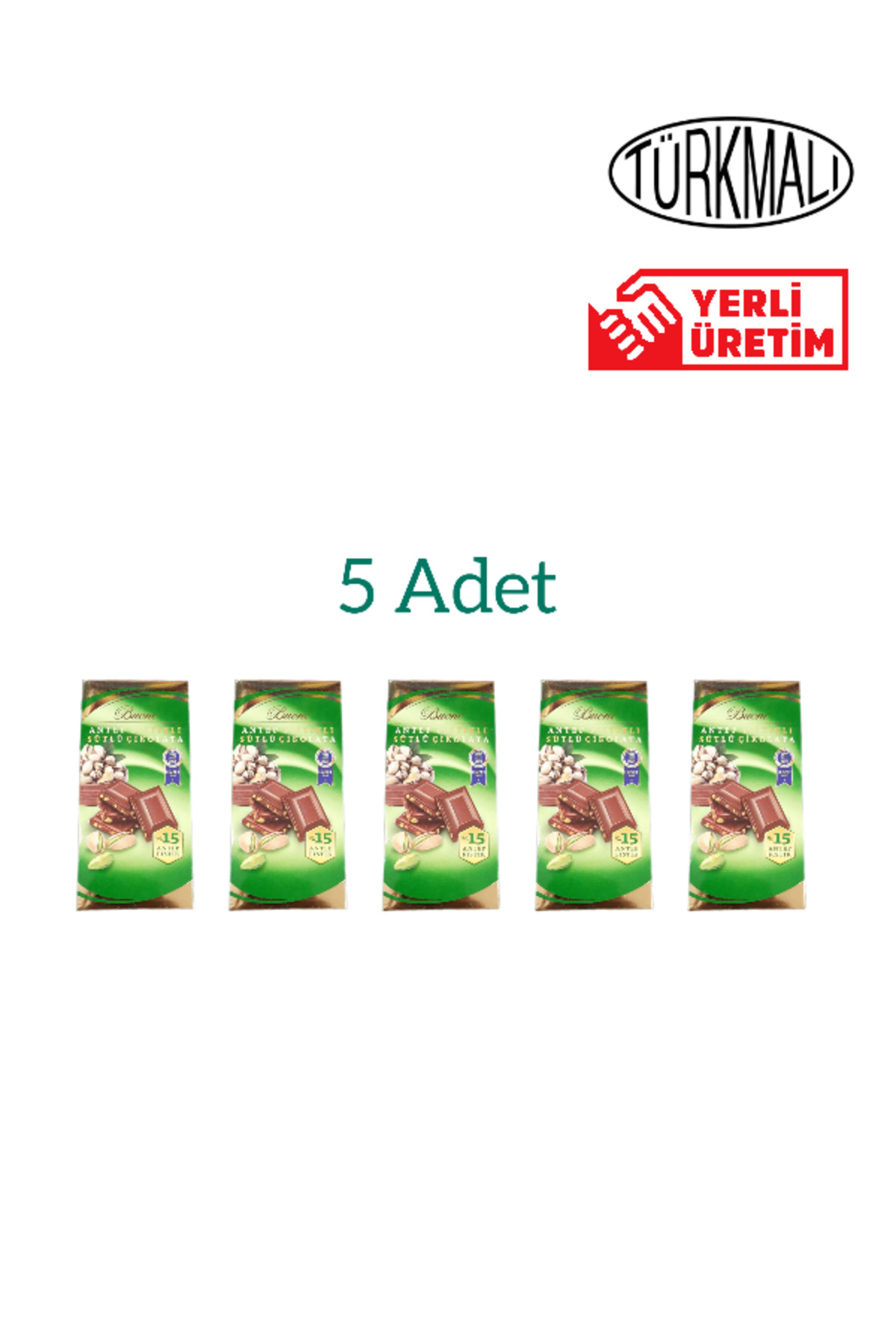 Buono Antep Fıstıklı Sütlü Tablet Çikolata 80 gr 5 Li Paket