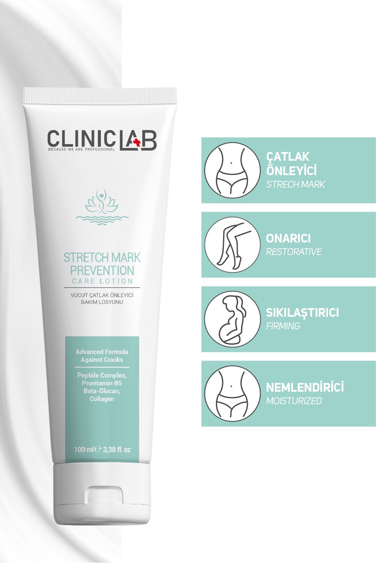 لوسیون مراقبت و ترمیم ضد کشش بدن 100 میلی لیتر Cliniclab