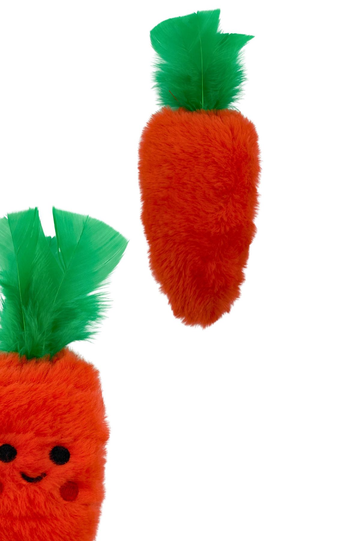 Miyav Kediler İçin Hışırtı Sesi Çıkaran Peluş Tavşan ve Havuç Oyuncak Seti 2 Adet Peluş Kedi Oyuncağı