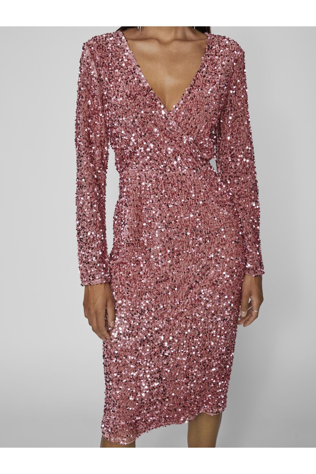 VILA-Partykleid Pailletten Midi 8