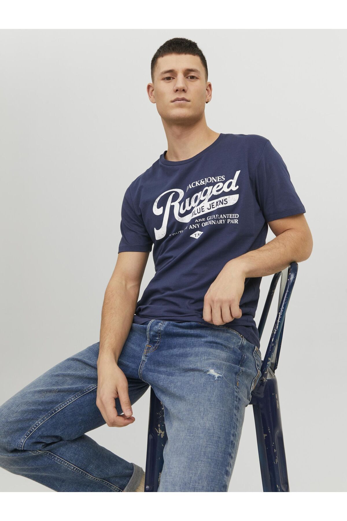تی شرت جک اند جونز مردانه پارچه آبی بیسیک راسته Regular/رگولار    بیسیک کژوال/روزمره | Jack & Jones 12232972 - تصویر 7