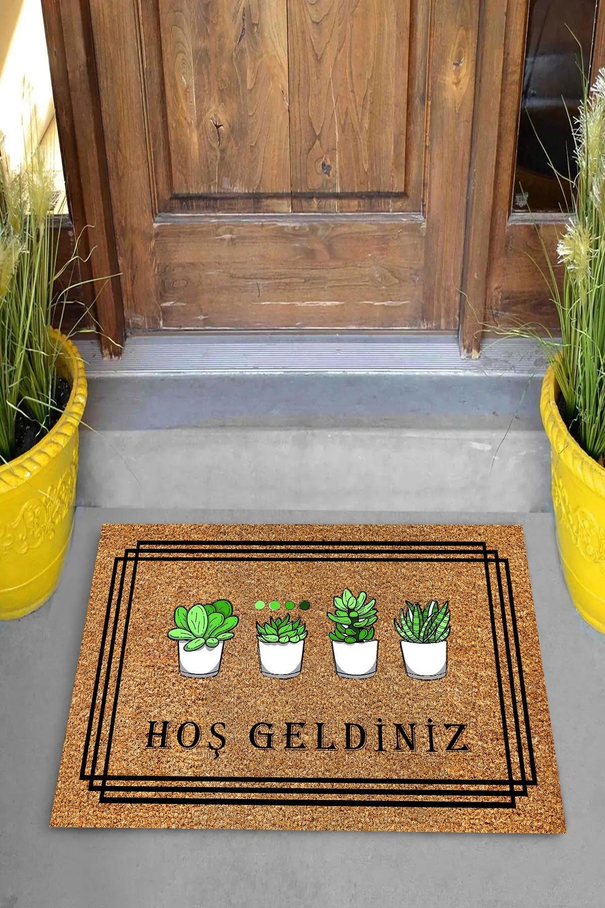 on the clouds-Digital Printed Cactus Patterned Welcome Written Decorative Door Mat 2