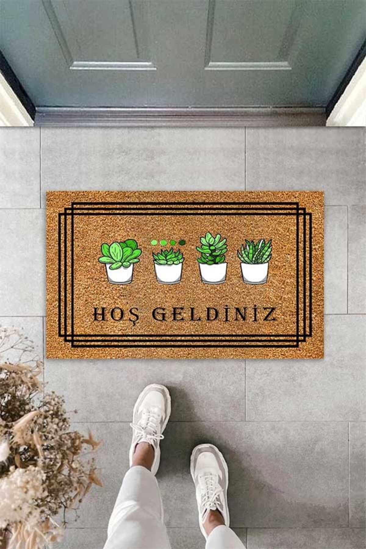on the clouds-Digital Printed Cactus Patterned Welcome Written Decorative Door Mat 4