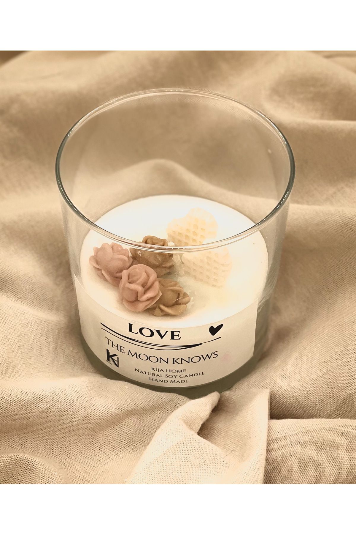 Tamamen El Yapımı Kokulu Mum, Dekoratif Shot Mum, Soya Wax Çiçekli - 002
