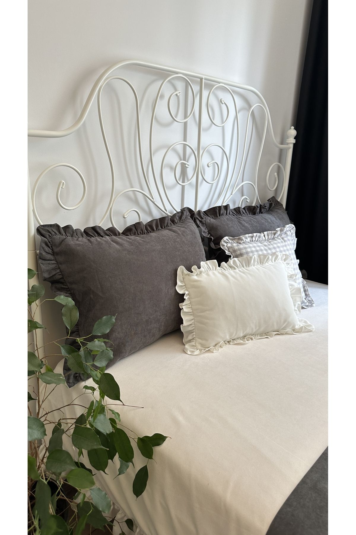 Dark gray shop lumbar pillow