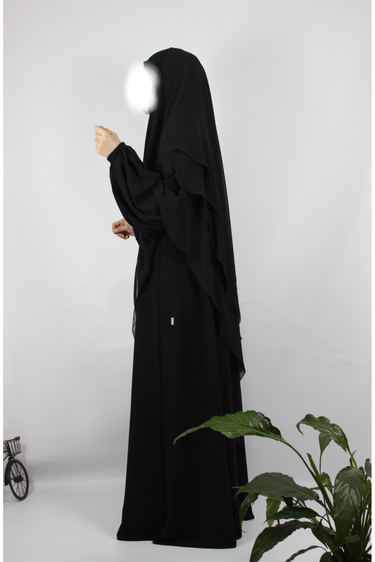 BeSelıum-Practical Chiffon Souffle Hijab - 3 Layers with Veil and Scarf Detail 3