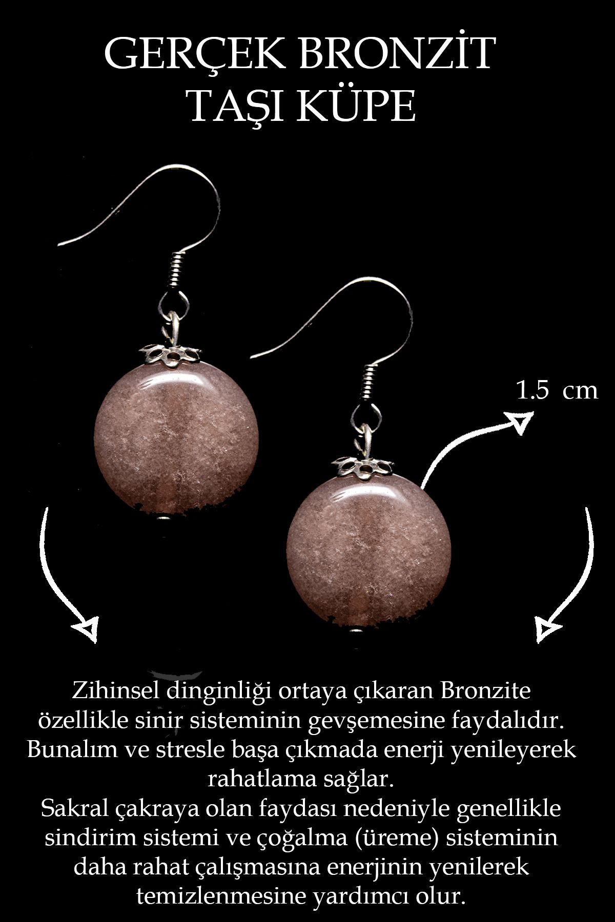 Tesbih Atölyesi-Certified Bronzite Stone Earring 2