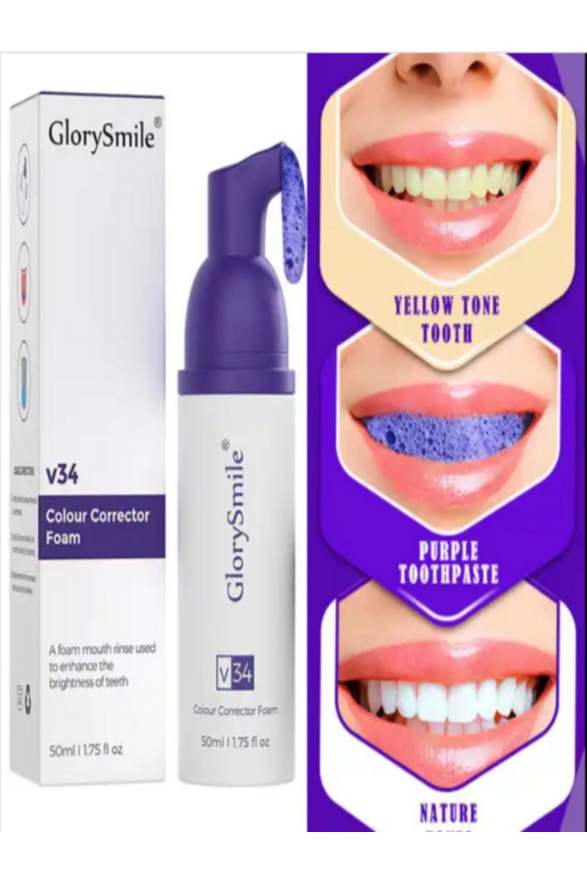 GlorySmile-V34 Color Corrector - 50ml Whitening Foam 3