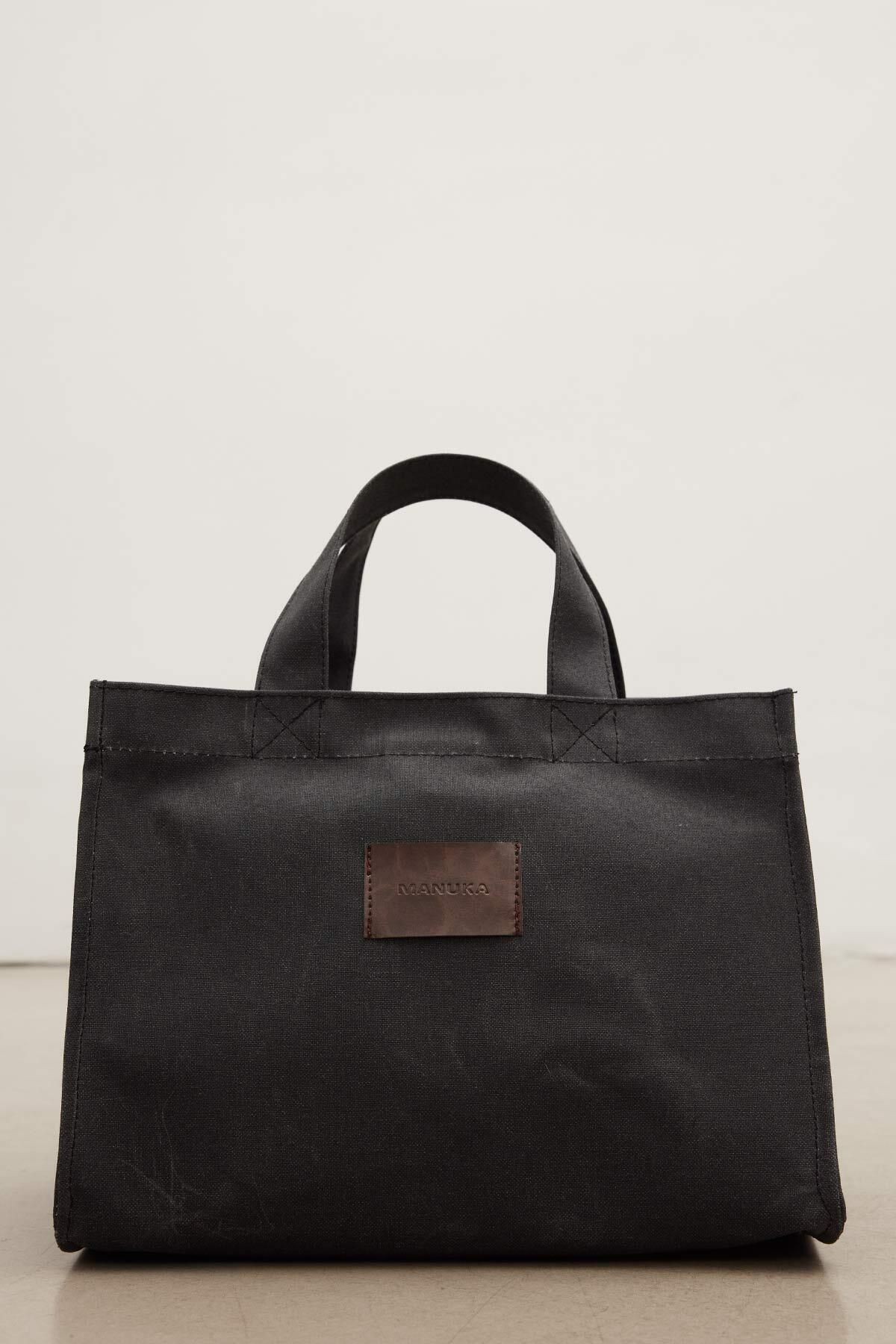 Manuka-Washing Effect Small Canvas Bag Black 3