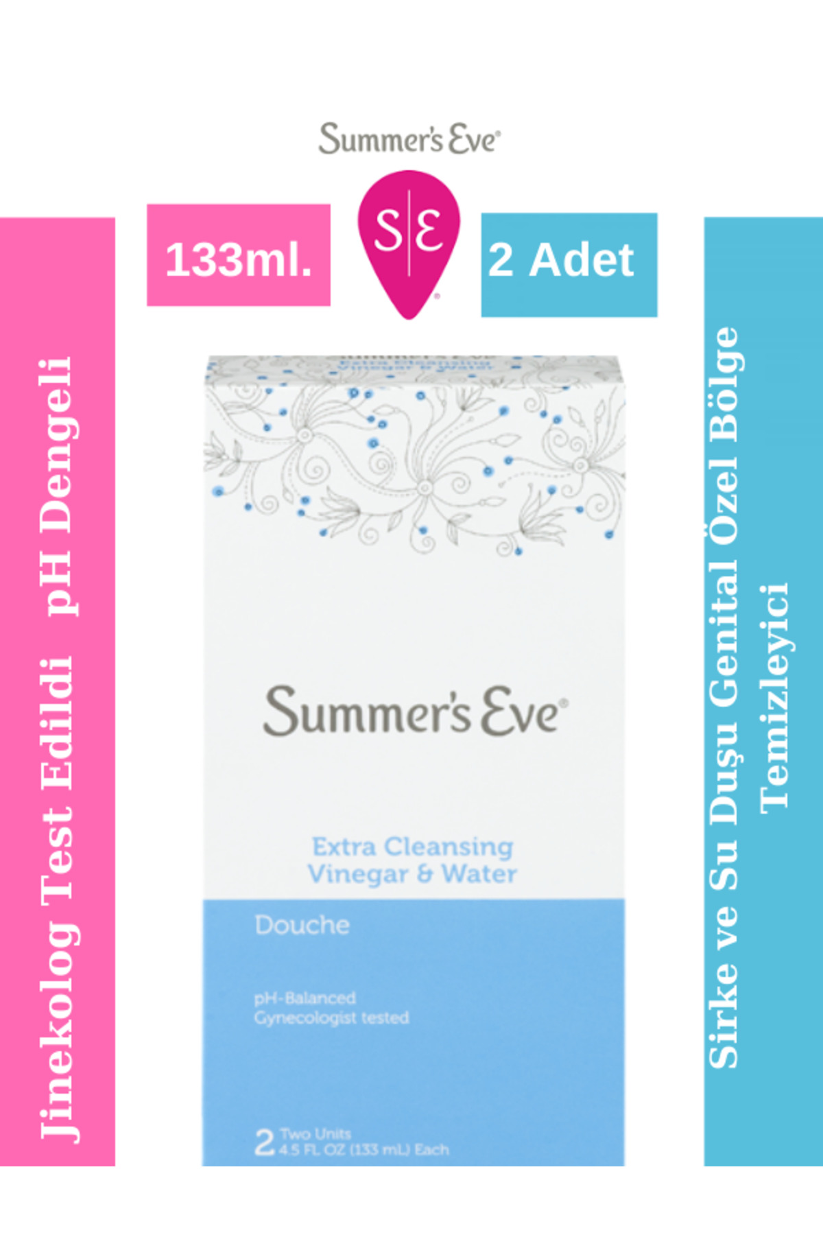 Summer's Eve Ekstra Temizleyici Sirke Ve Su Duş Özel Bölge Temizleyici 133ml (2Lİ PAKET)ithal