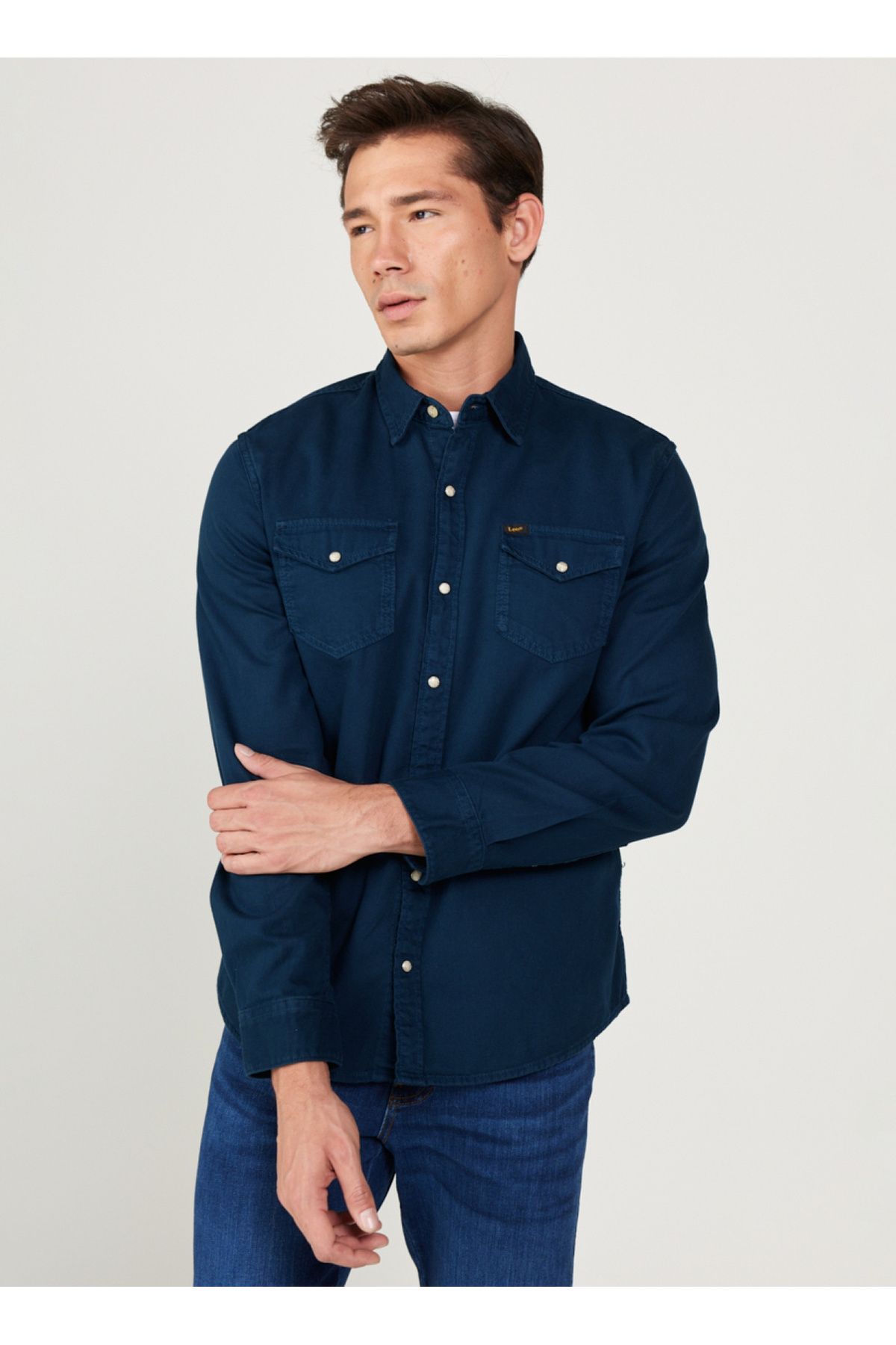 Navy blue long sleeve shirt mens hotsell