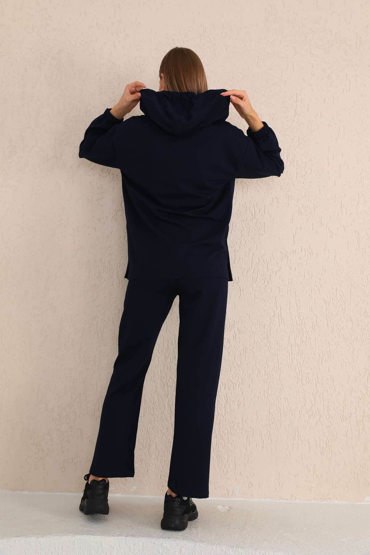 Miss Dünya Lissa-Navy Blue Maternity and Maternity Hooded Sweatshirt Tracksuit Set 4