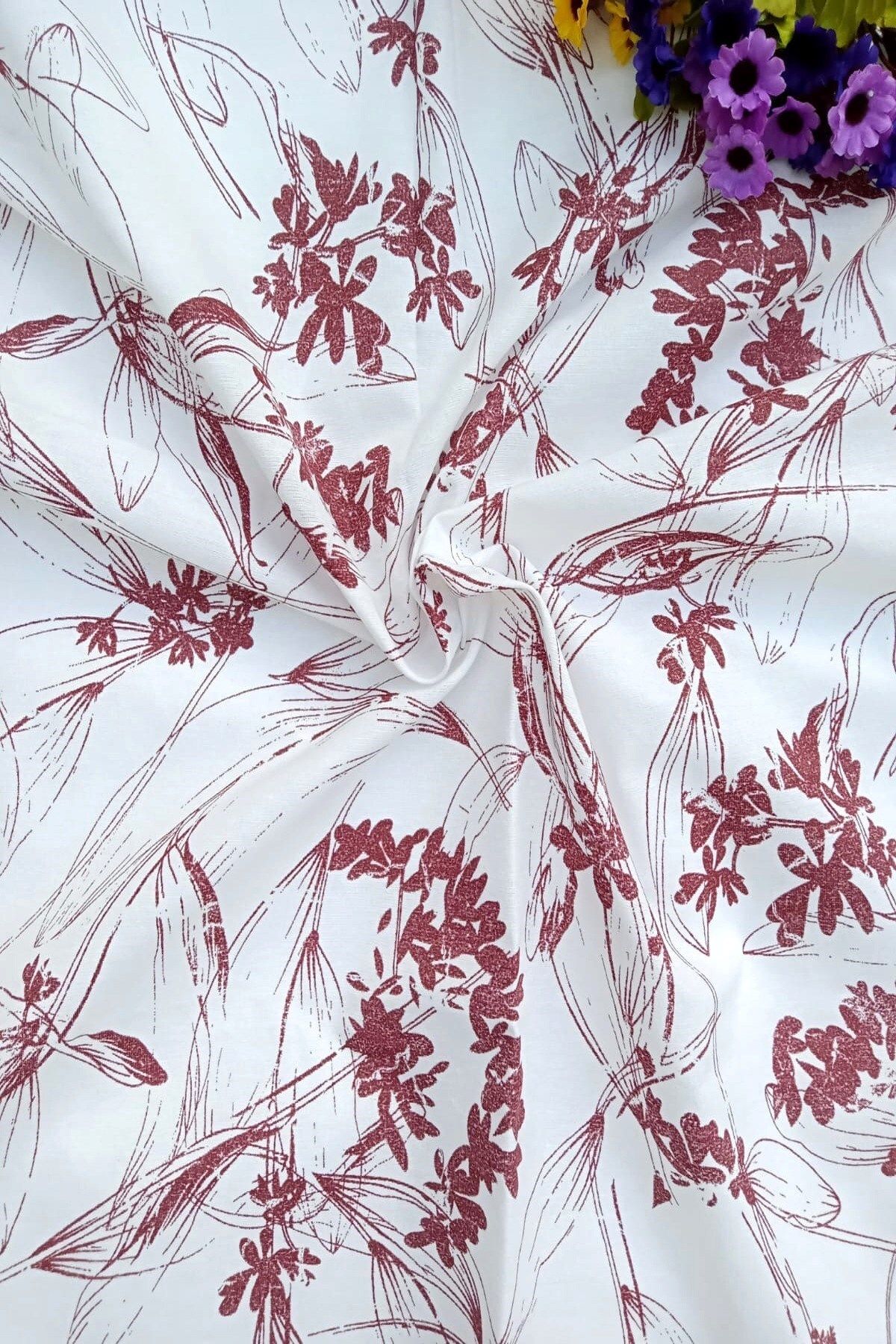Emtory Home Față De Masă Din Bumbac Floral Bordeaux - 100 x 100
