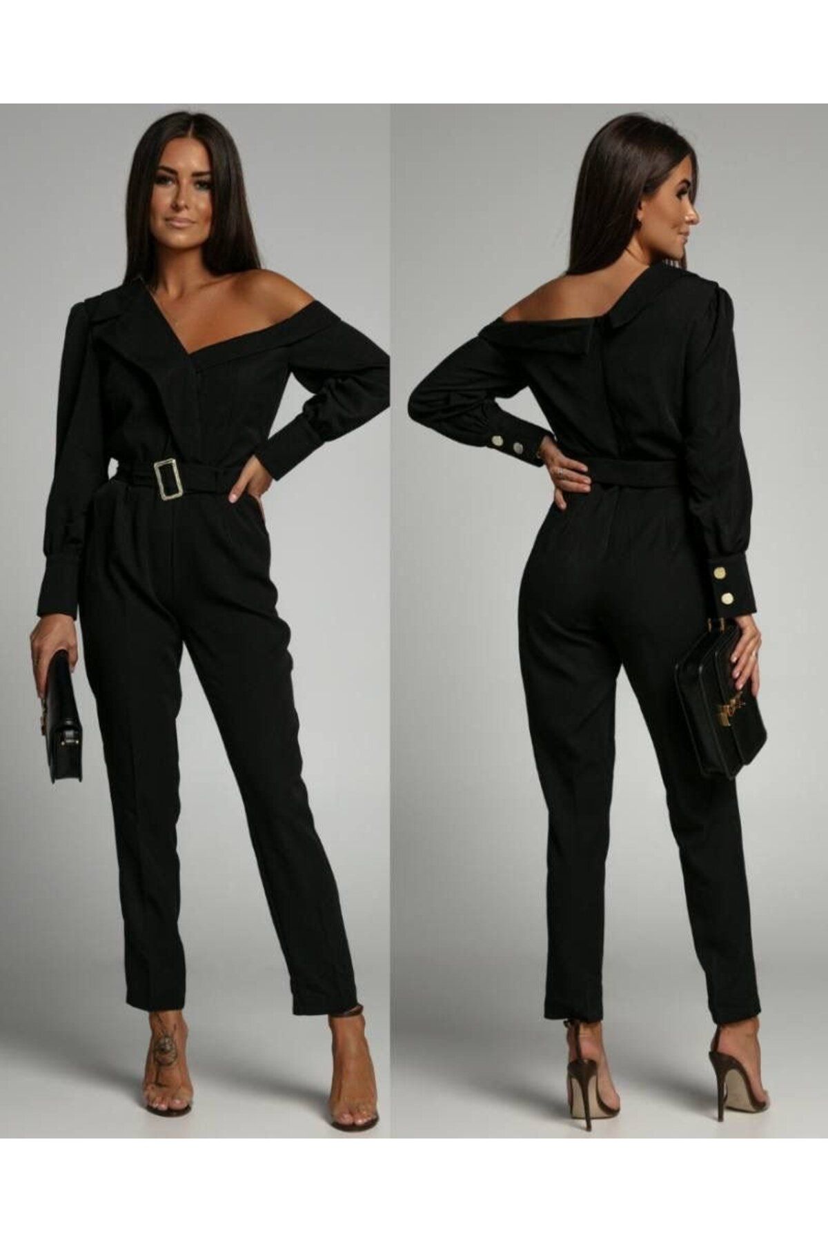 Black bell sleeve jumpsuit discount