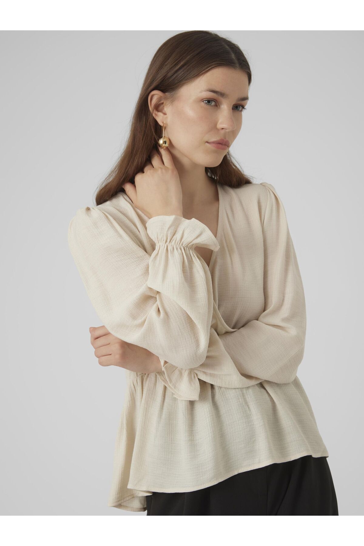 Vero Moda-Top VMMAJSE LS FAKE WRAP TOP WVN EXP 5