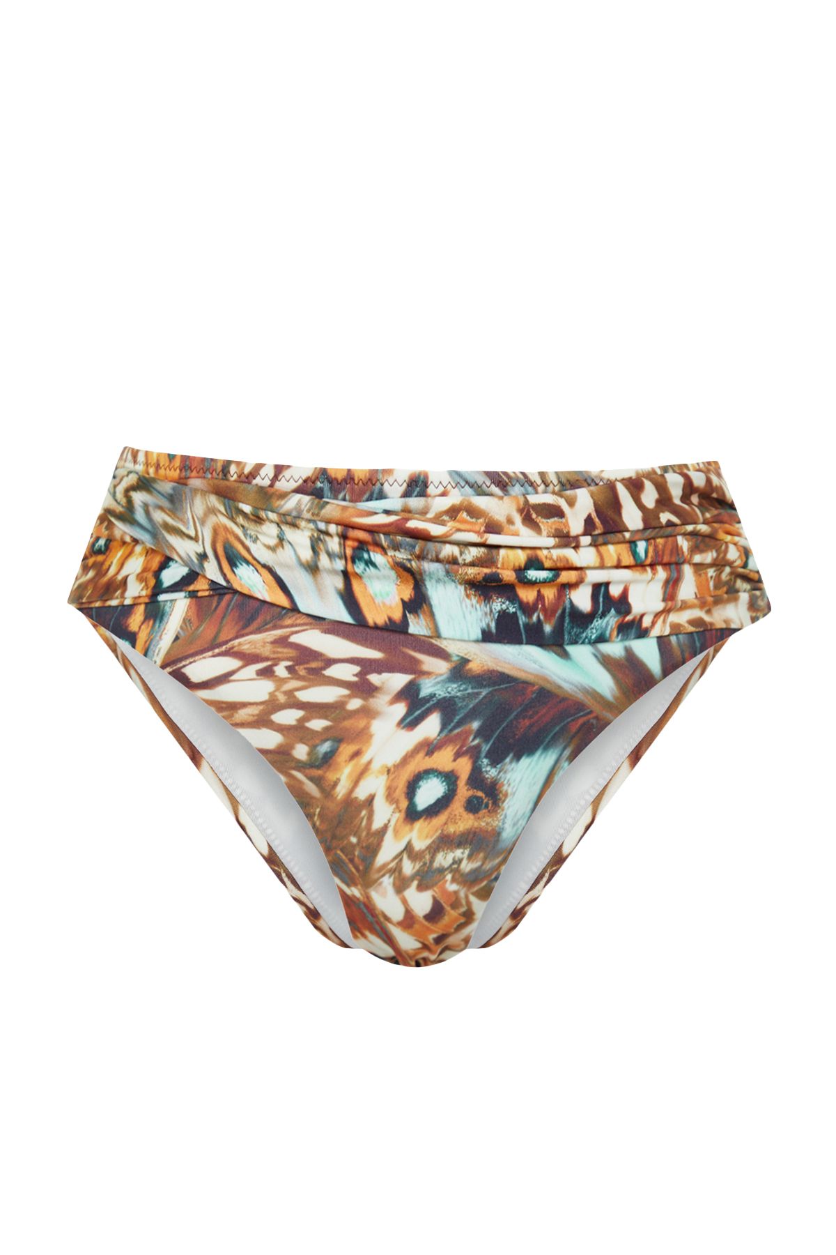 Trendyol Collection-Abstrakt gemusterter, geknoteter Hipster-Bikinihose mit hoher Taille TBESS24BA00003 5