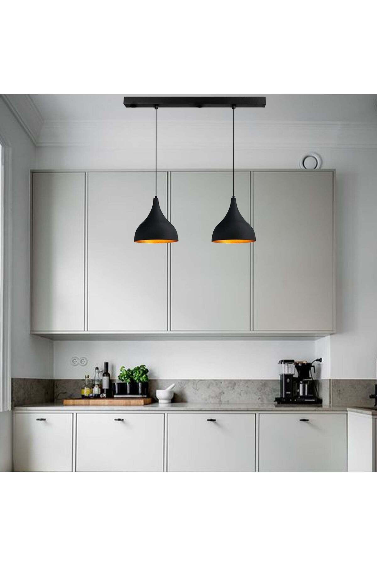 Bamyum-Pendelleuchte 2 Flammen Metall Set aus 2-3-4 Pendellampen Hängelampe Pendelleuchte 4