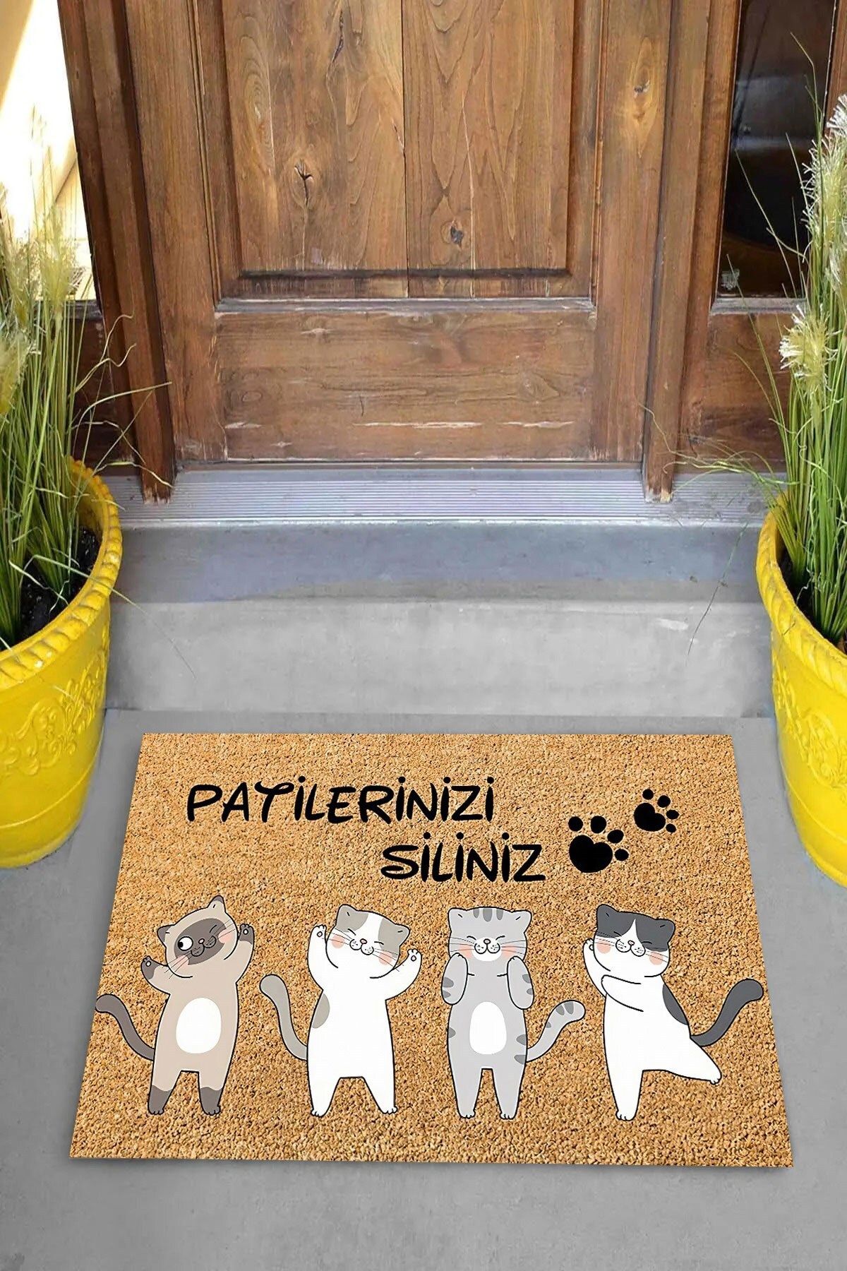 on the clouds-Digital Printed Cat Patterned Decorative Door Mat with Wipe Your Paws 2