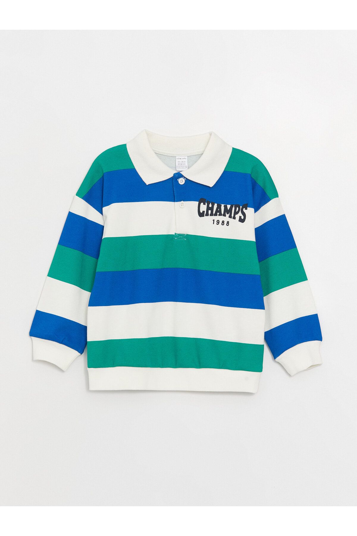 LC Waikiki-Polo Neck Long Sleeve Printed Baby Boy Sweatshirt and Trousers 2-Piece Set 2
