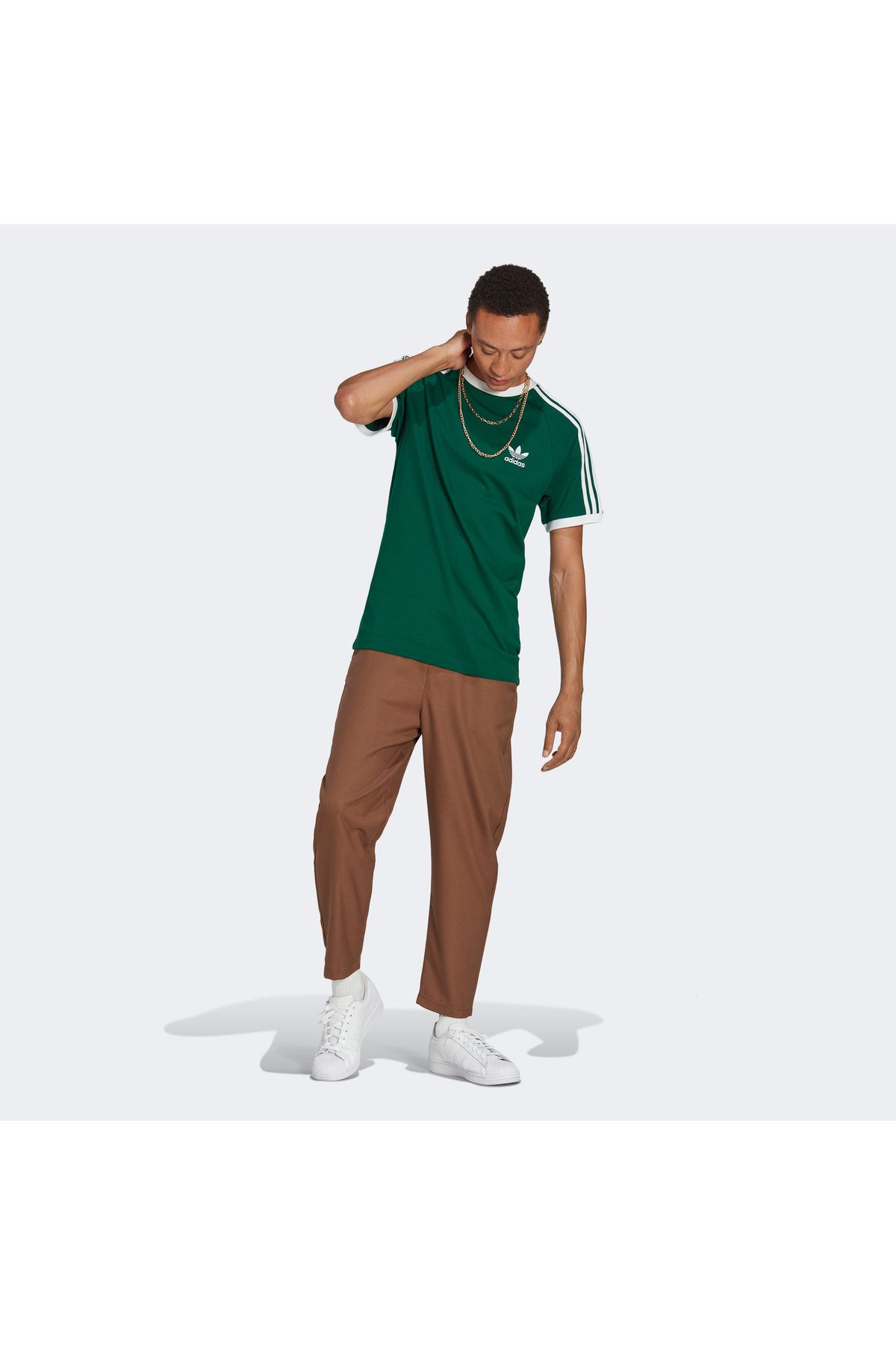 Adidas originals 3 stripe t shirt green online