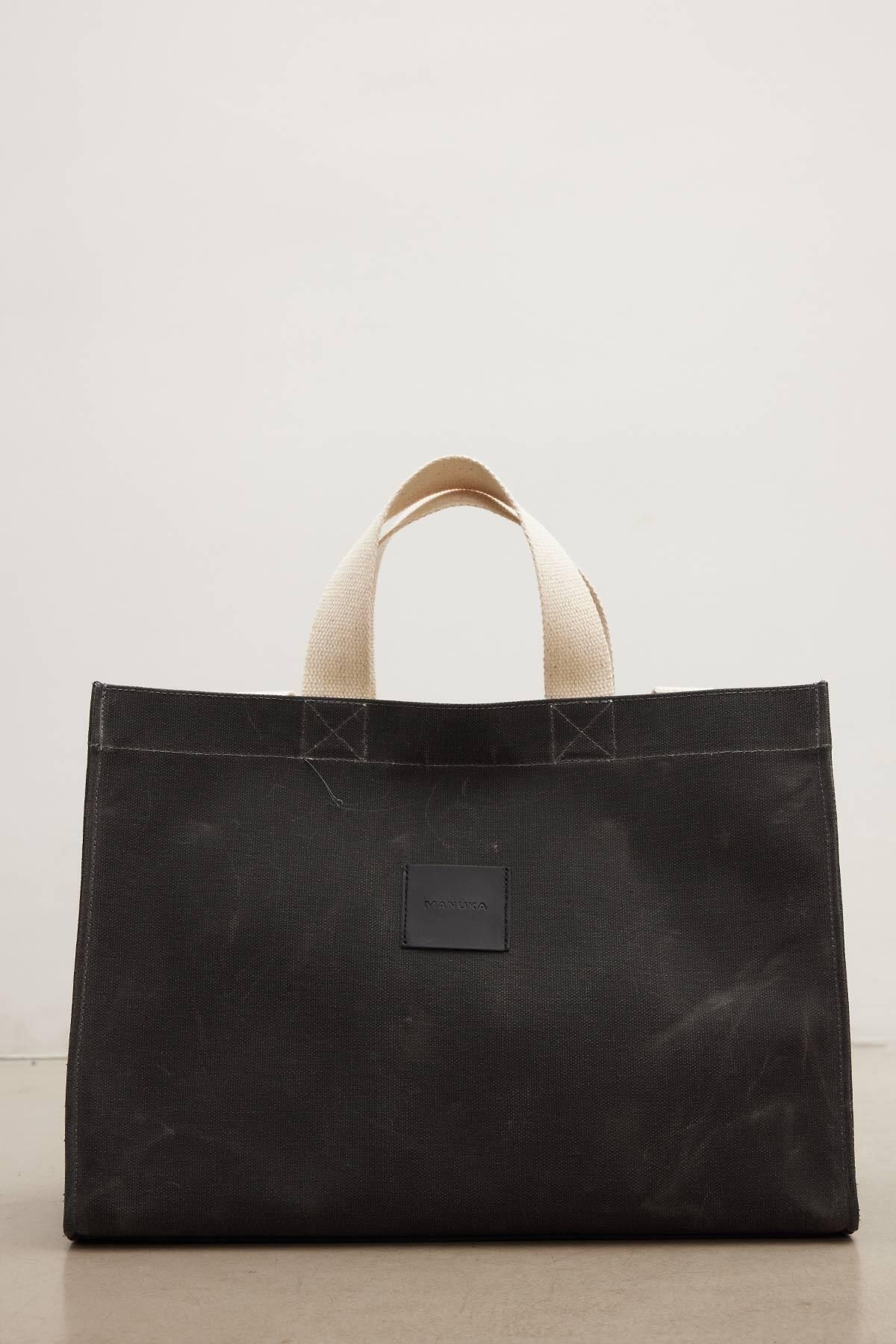 Manuka-Große Canvas-Tasche mit Wascheffekt in Schwarz 6