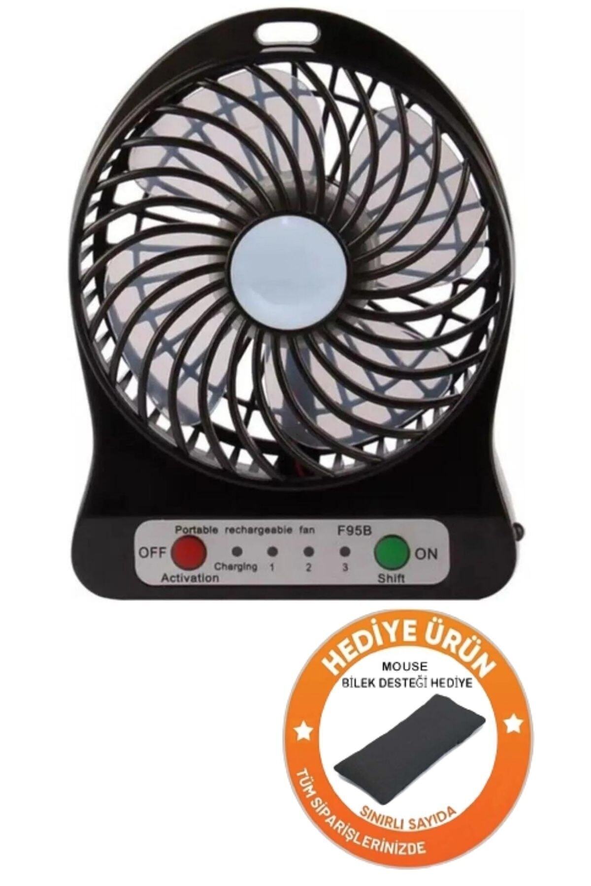 BERRE Şarjlı Vantilatör Mini Masaüstü El Fan Taşınabilir 3 Kademeli Usb Pervane