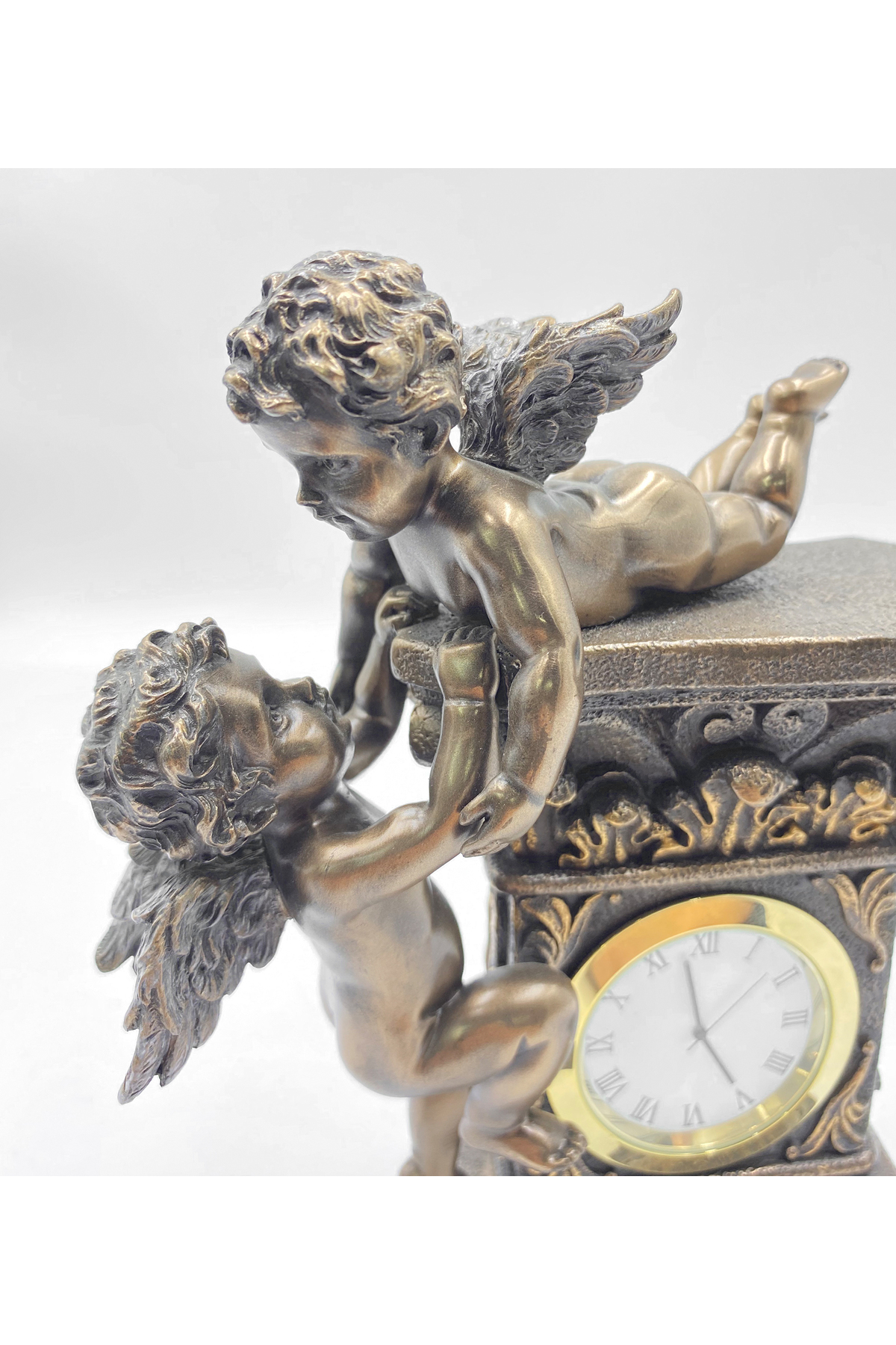 maketistan Veronese Art Nouveau Melek Figürlü Masa Saati, Bronz El