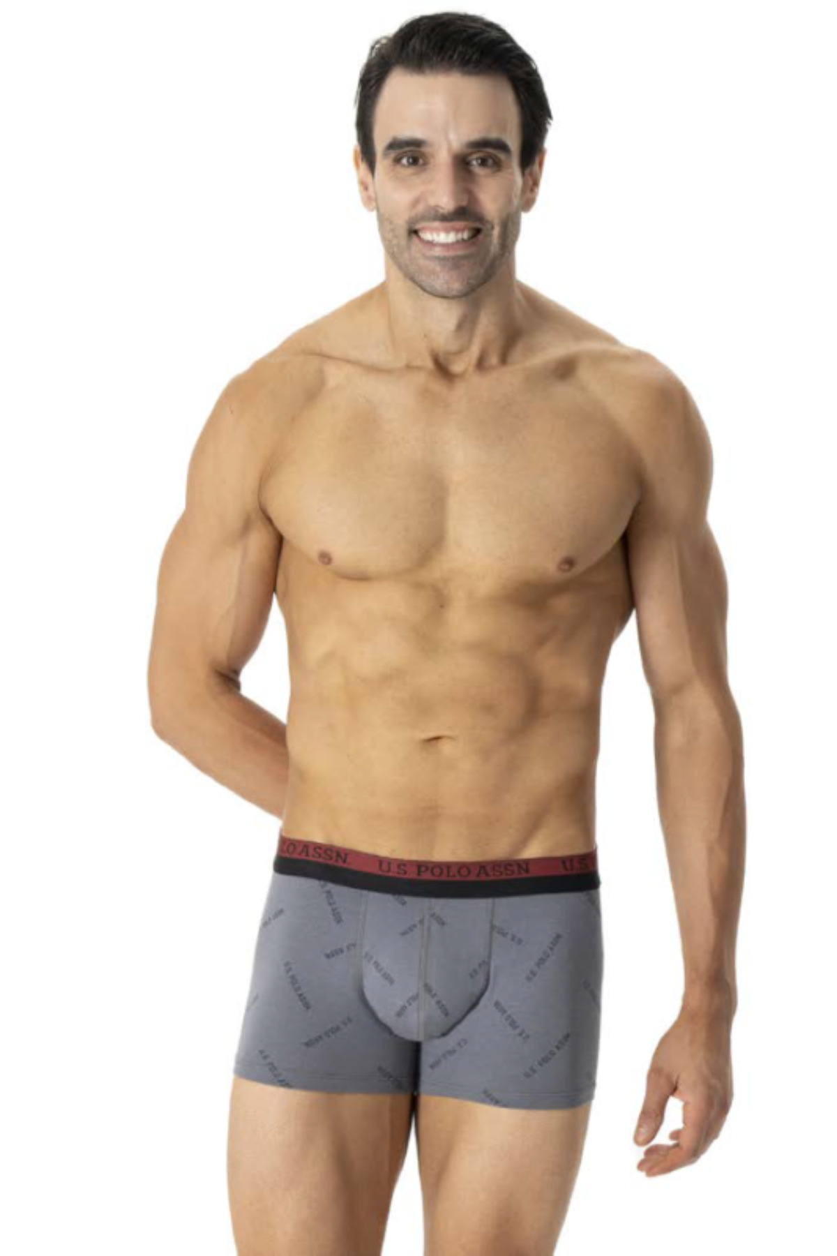 یو اس پولو شورت باکسر مردانه دارای مجوز، USPA، مشکی-شرتی طرح‌دار، بسته ۳ عددی