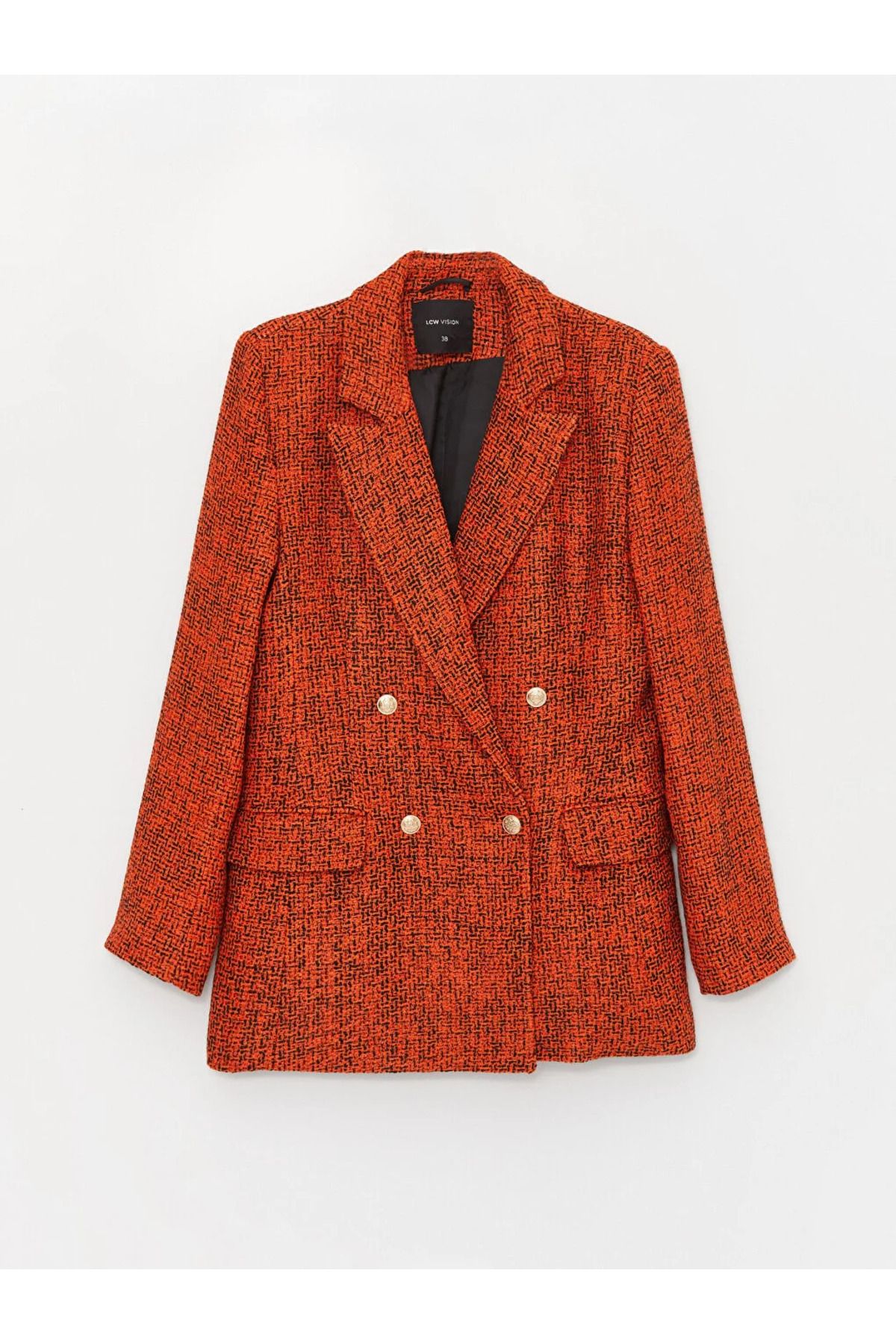 Zara orange tweed best sale blazer
