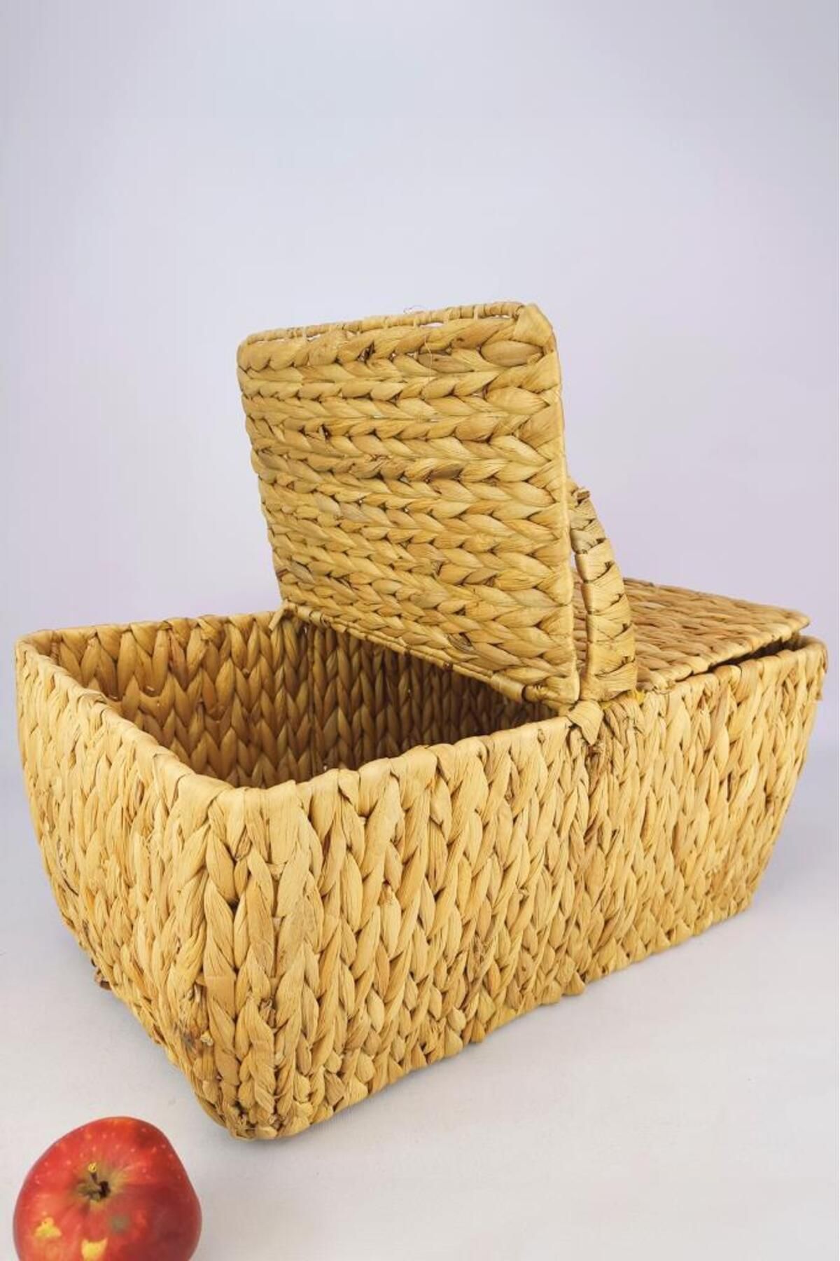 Digithome-Wicker Bamboo Lid Picnic Basket Rectangular Picnic Bag Brown - Cl-5004 C1-1-121 3