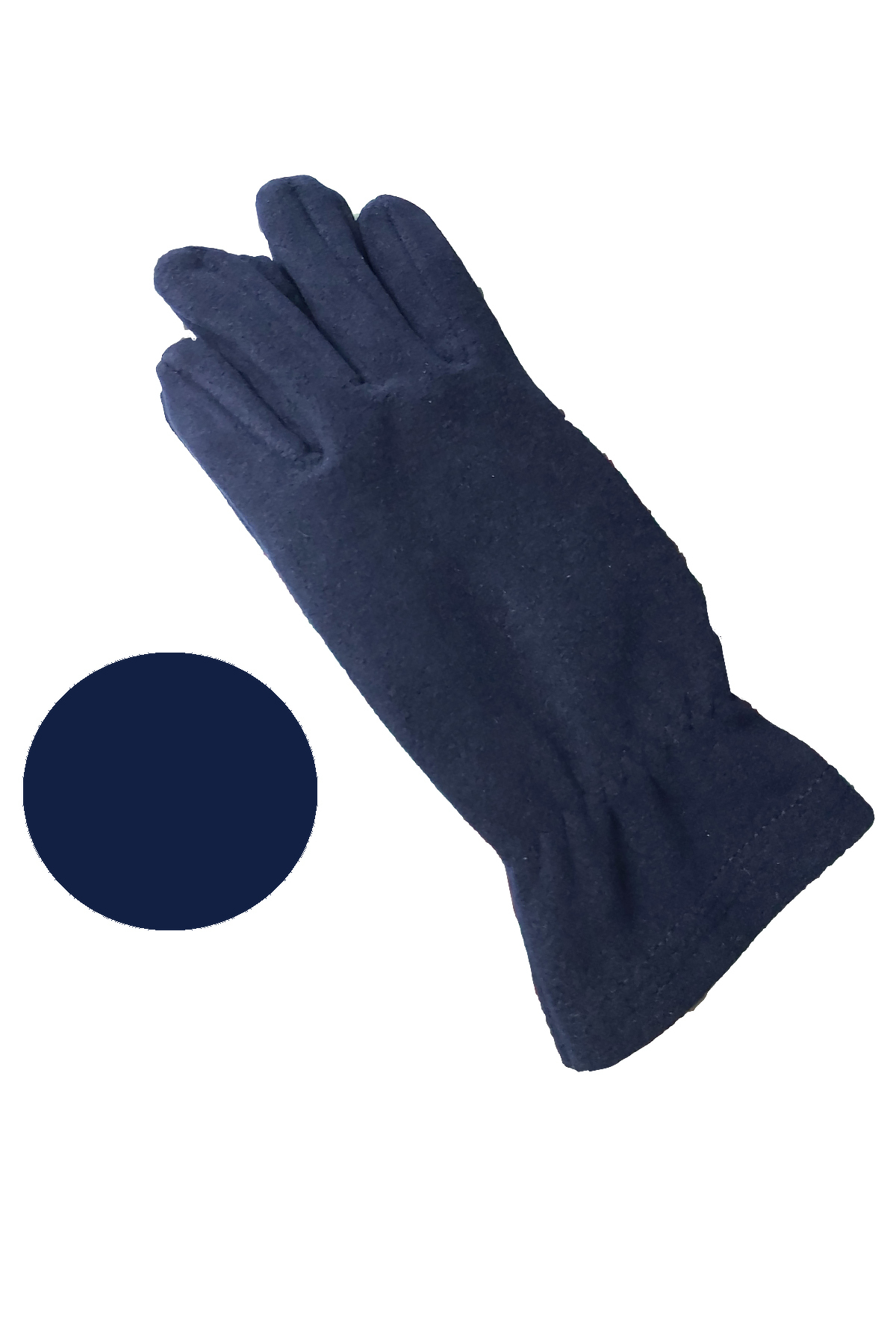 Mrey Kadın Lacivert Polar Kışlık Parmakları Kapalı Parmaklı Polar Eldiven Bileği Lastikli Termal Mavi